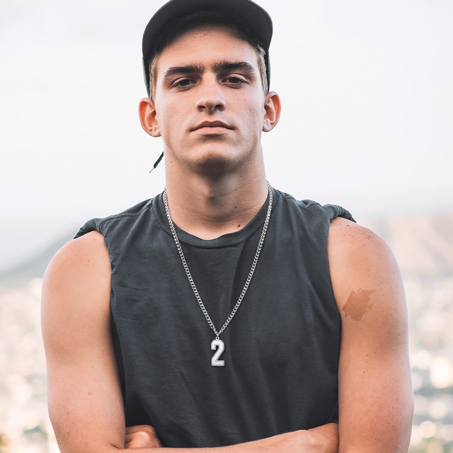 KeyStyle Number Necklace For Men Women Sport Number Chain Pendant Baseball Necklace for Athletes Jewelry Gift for Him, Number 0-9 Pendant