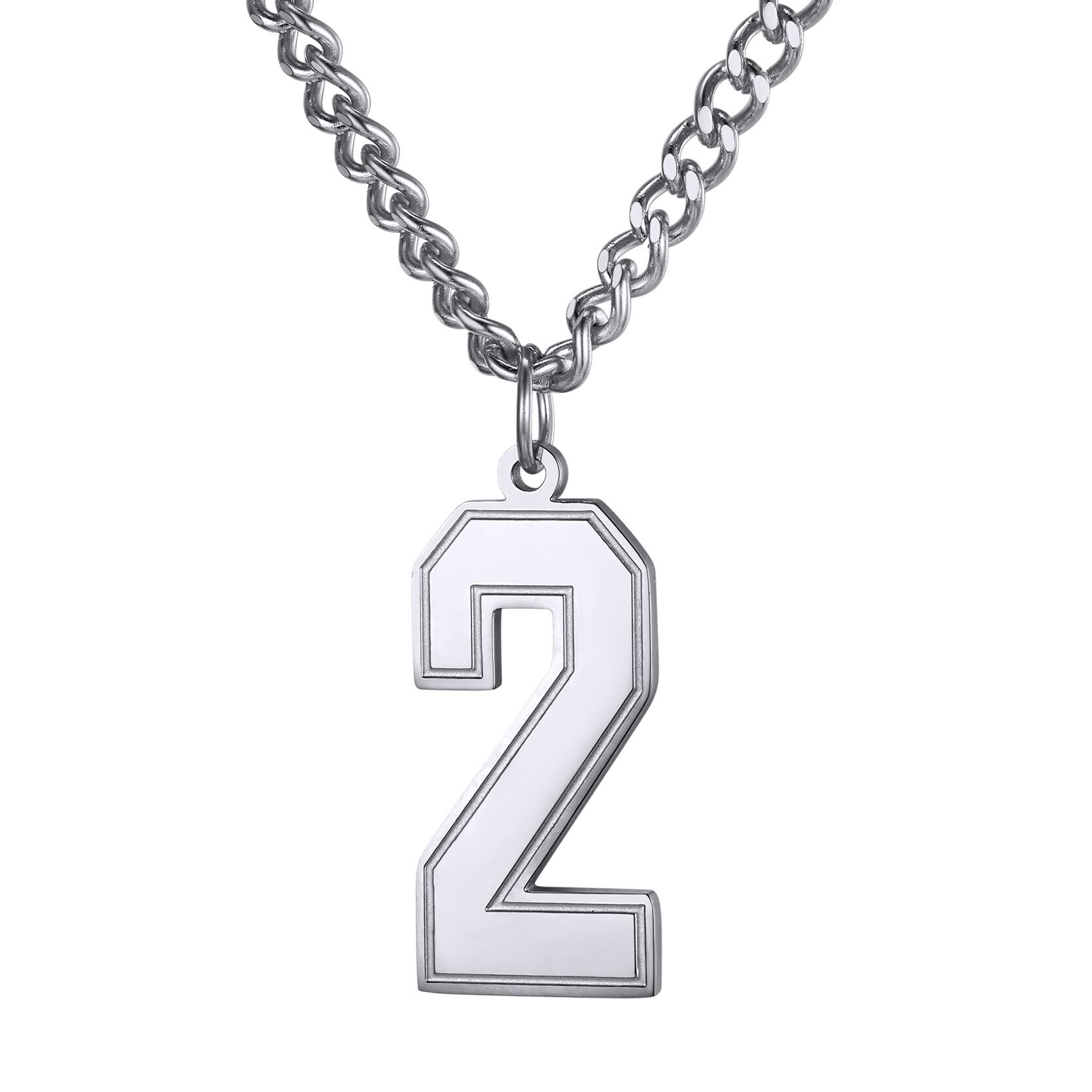 KeyStyle Number Necklace For Men Women Sport Number Chain Pendant Baseball Necklace for Athletes Jewelry Gift for Him, Number 0-9 Pendant