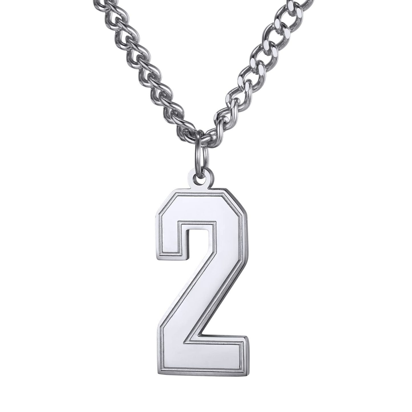 KeyStyle Number Necklace For Men Women Sport Number Chain Pendant Baseball Necklace for Athletes Jewelry Gift for Him, Number 0-9 Pendant