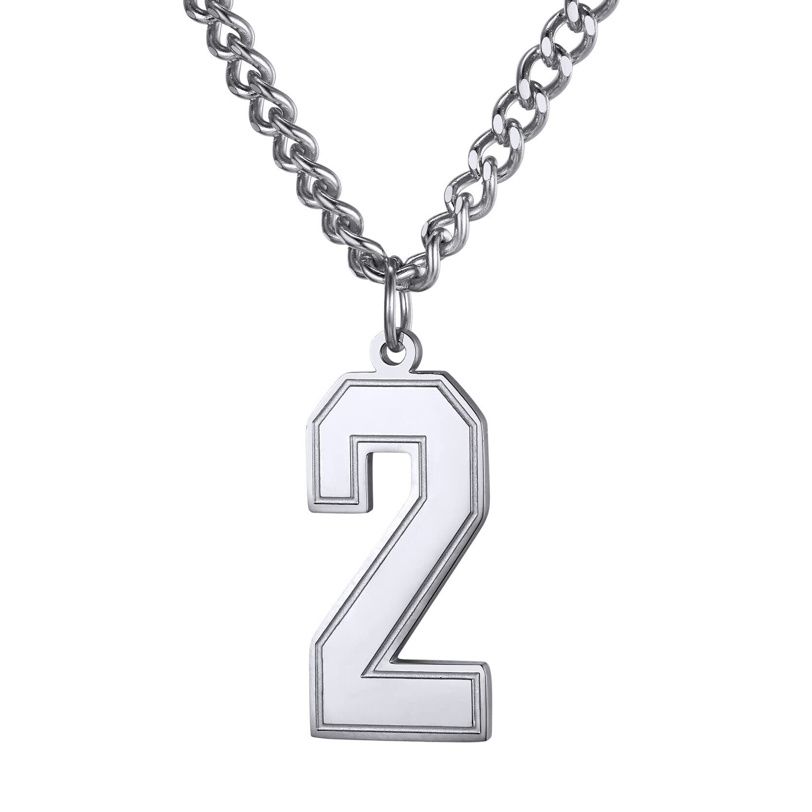 KeyStyle Number Necklace For Men Women Sport Number Chain Pendant Baseball Necklace for Athletes Jewelry Gift for Him, Number 0-9 Pendant