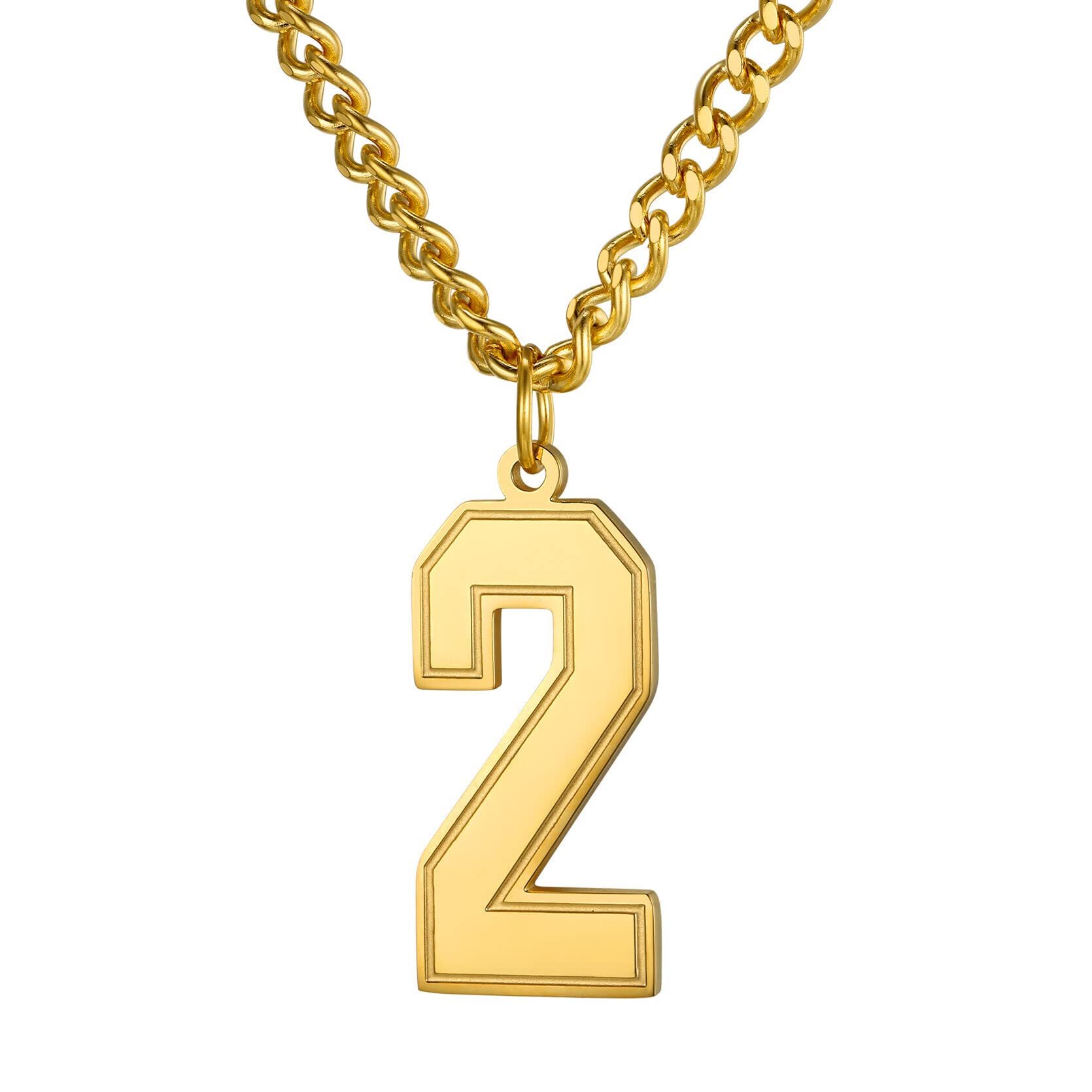 KeyStyle Number Necklace For Men Women Sport Number Chain Pendant Baseball Necklace for Athletes Jewelry Gift for Him, Number 0-9 Pendant