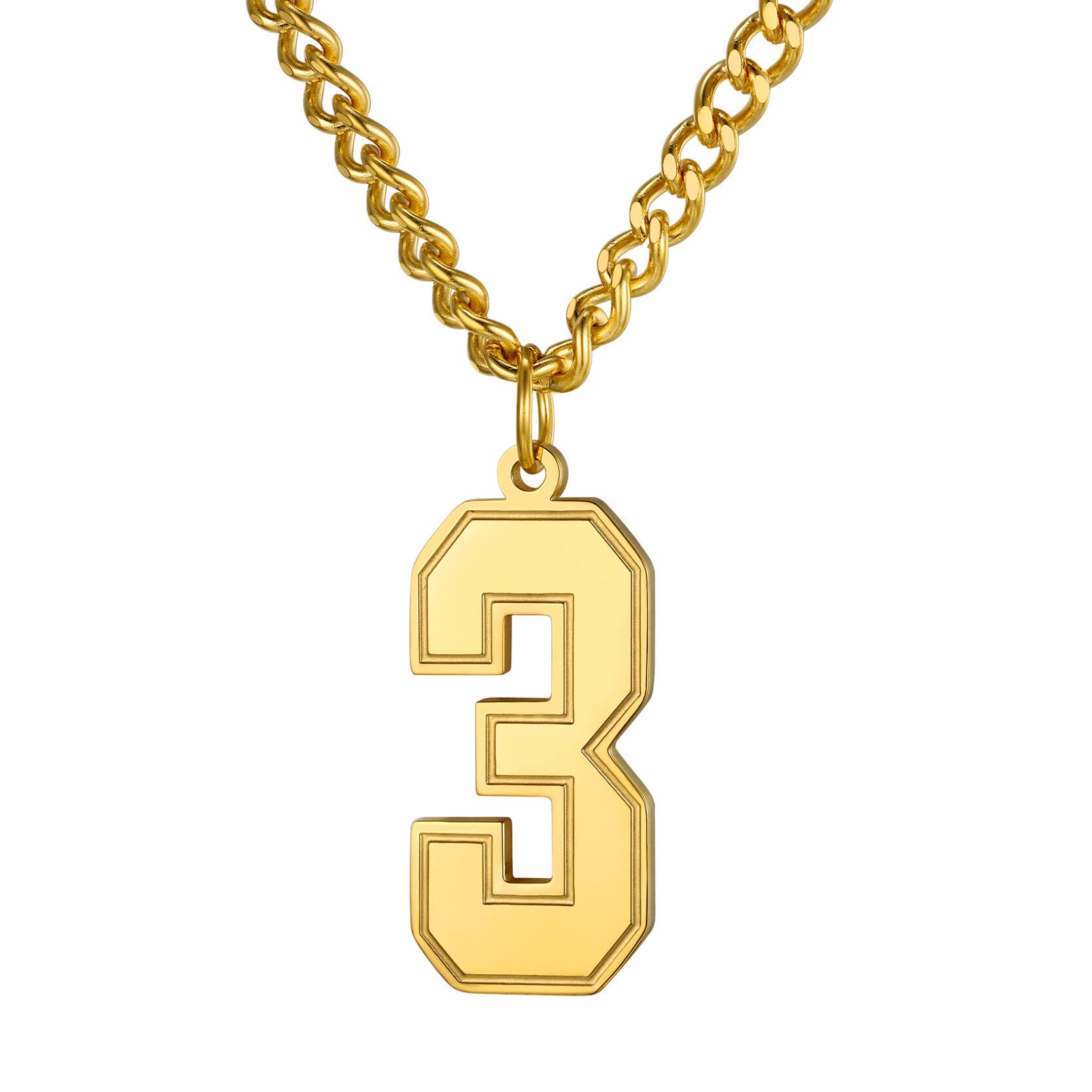 KeyStyle Number Necklace For Men Women Sport Number Chain Pendant Baseball Necklace for Athletes Jewelry Gift for Him, Number 0-9 Pendant