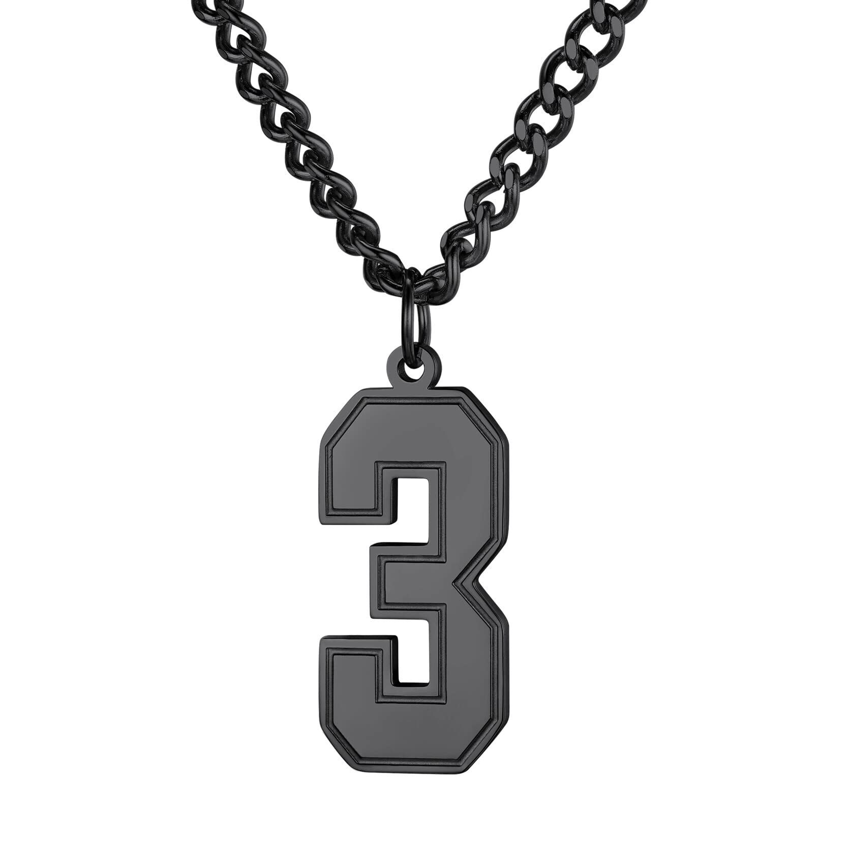 KeyStyle Number Necklace For Men Women Sport Number Chain Pendant Baseball Necklace for Athletes Jewelry Gift for Him, Number 0-9 Pendant