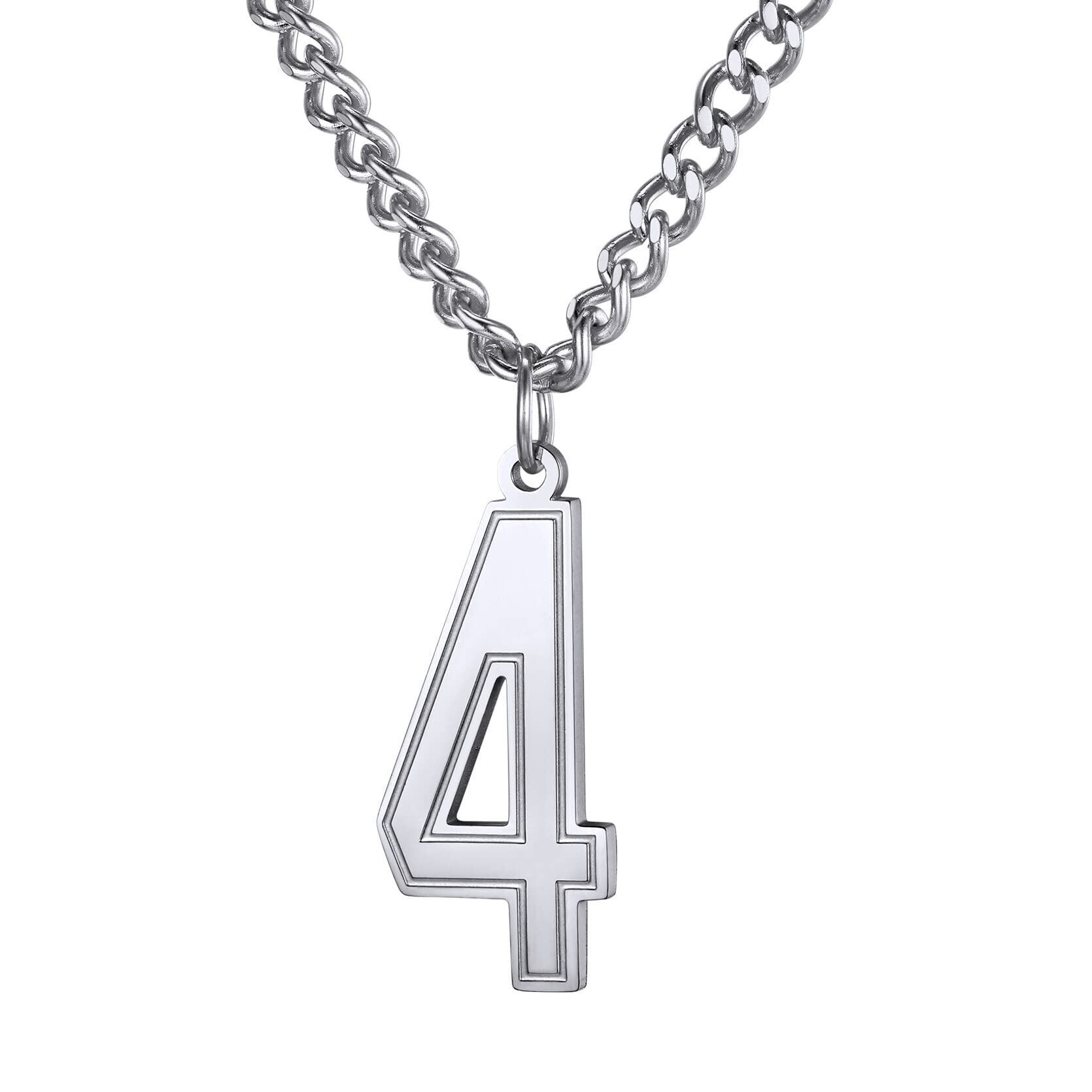 KeyStyle Number Necklace For Men Women Sport Number Chain Pendant Baseball Necklace for Athletes Jewelry Gift for Him, Number 0-9 Pendant