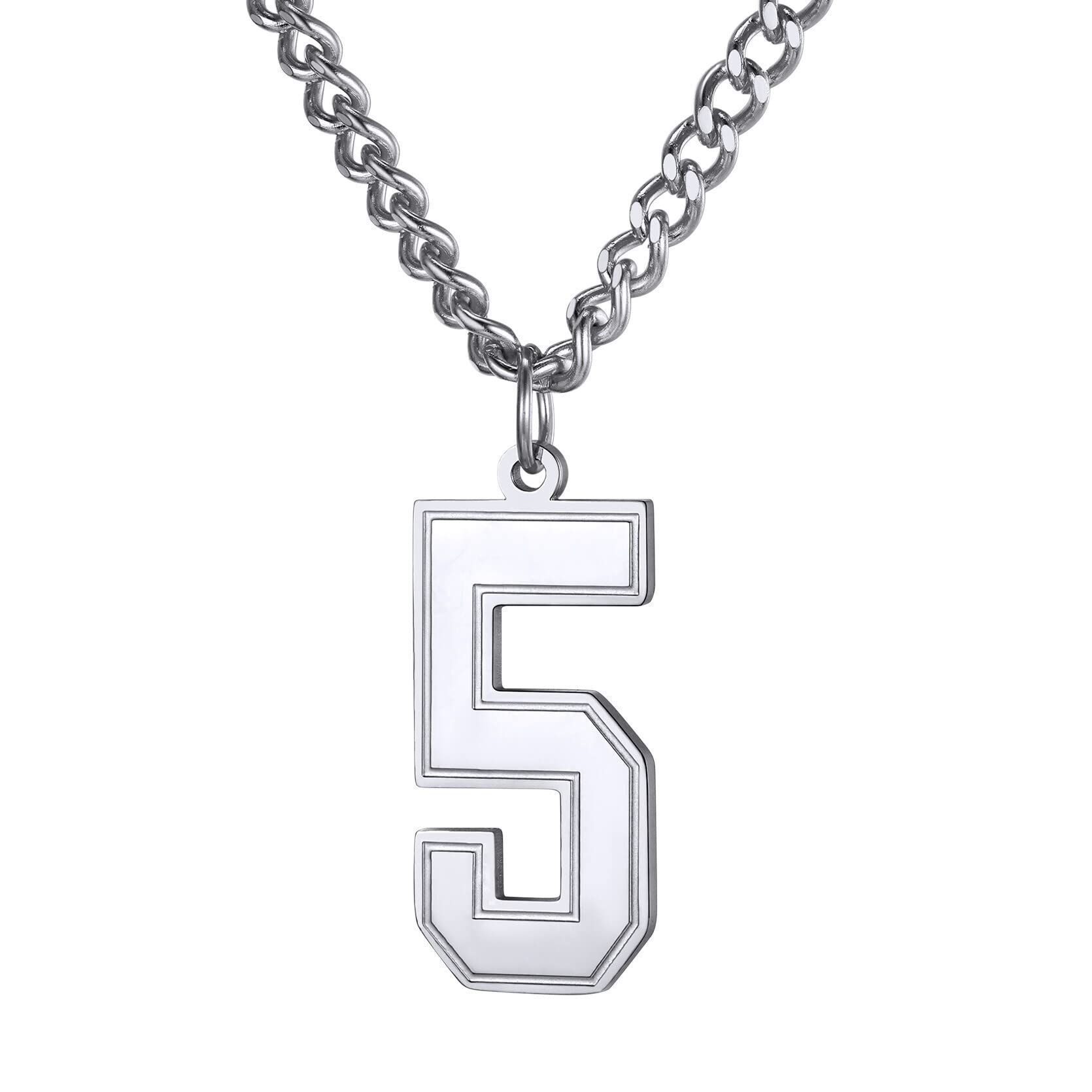 KeyStyle Number Necklace For Men Women Sport Number Chain Pendant Baseball Necklace for Athletes Jewelry Gift for Him, Number 0-9 Pendant