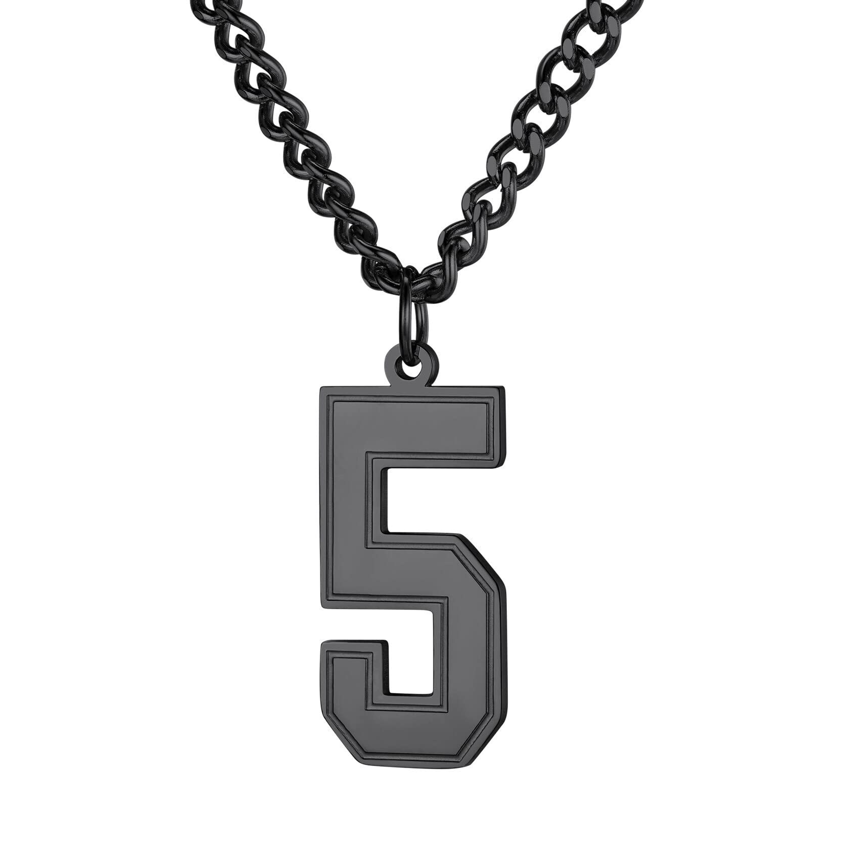 KeyStyle Number Necklace For Men Women Sport Number Chain Pendant Baseball Necklace for Athletes Jewelry Gift for Him, Number 0-9 Pendant