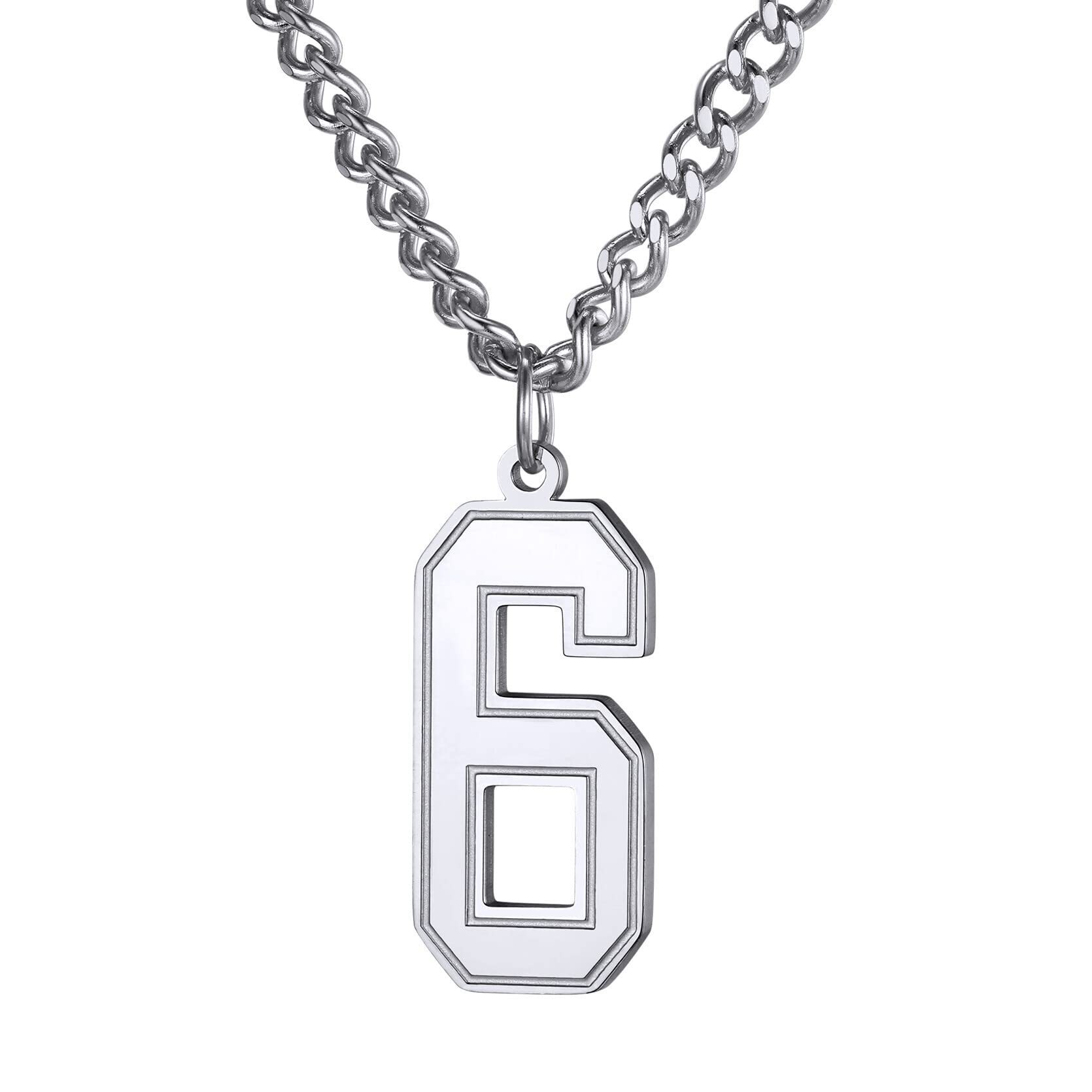KeyStyle Number Necklace For Men Women Sport Number Chain Pendant Baseball Necklace for Athletes Jewelry Gift for Him, Number 0-9 Pendant