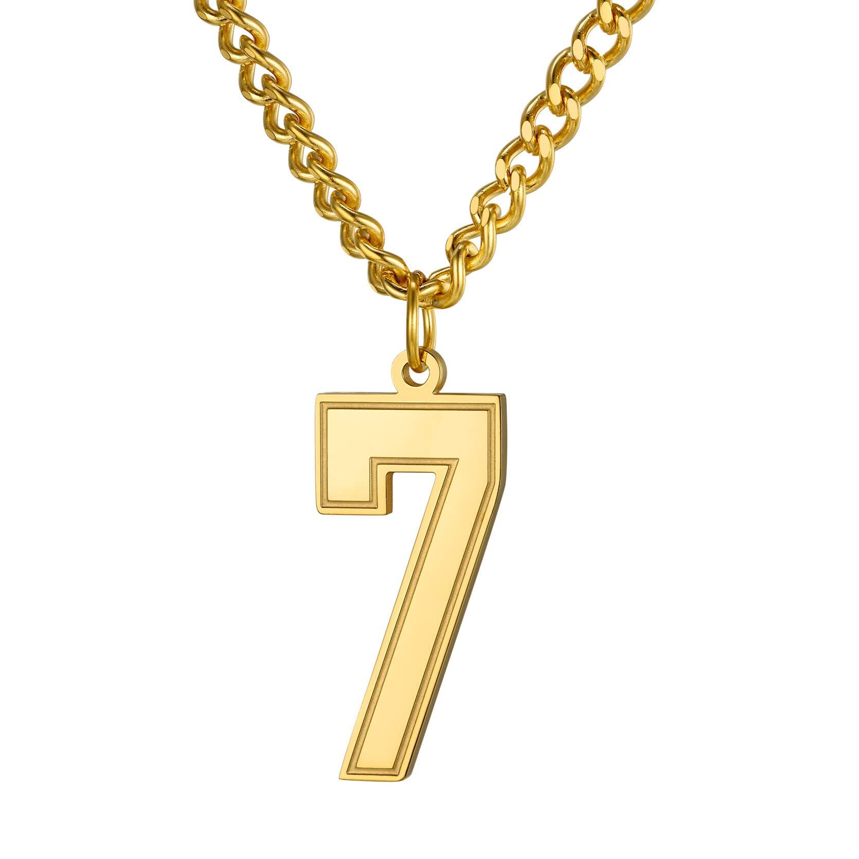 KeyStyle Number Necklace For Men Women Sport Number Chain Pendant Baseball Necklace for Athletes Jewelry Gift for Him, Number 0-9 Pendant