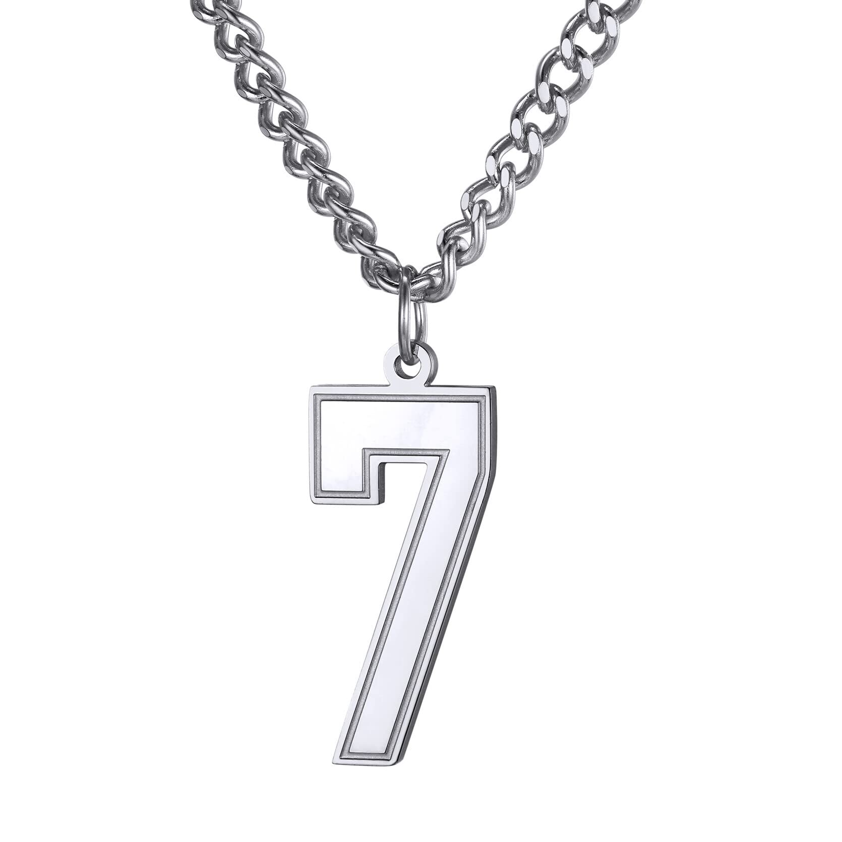 KeyStyle Number Necklace For Men Women Sport Number Chain Pendant Baseball Necklace for Athletes Jewelry Gift for Him, Number 0-9 Pendant