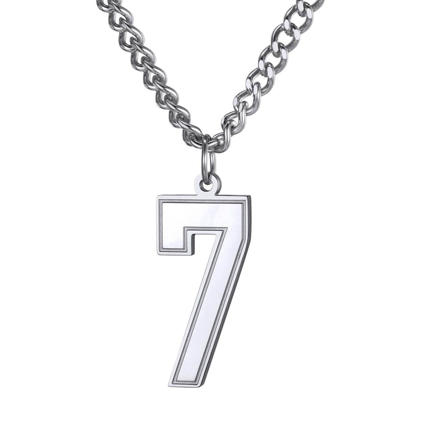 KeyStyle Number Necklace For Men Women Sport Number Chain Pendant Baseball Necklace for Athletes Jewelry Gift for Him, Number 0-9 Pendant