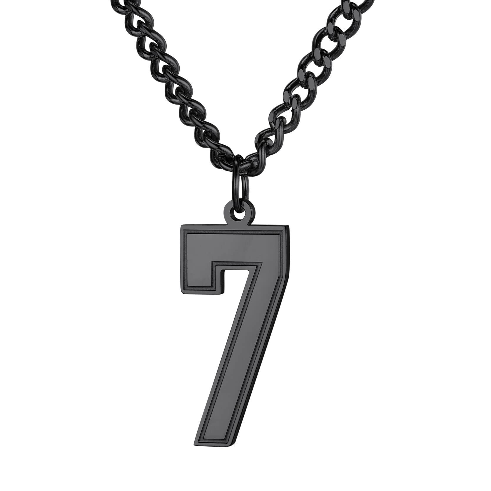KeyStyle Number Necklace For Men Women Sport Number Chain Pendant Baseball Necklace for Athletes Jewelry Gift for Him, Number 0-9 Pendant