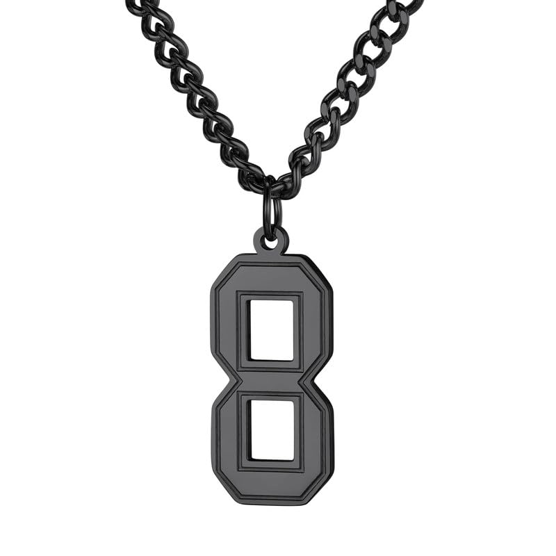 KeyStyle Number Necklace For Men Women Sport Number Chain Pendant Baseball Necklace for Athletes Jewelry Gift for Him, Number 0-9 Pendant