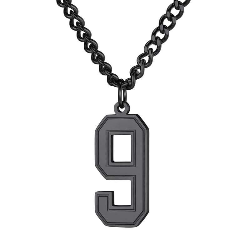 KeyStyle Number Necklace For Men Women Sport Number Chain Pendant Baseball Necklace for Athletes Jewelry Gift for Him, Number 0-9 Pendant