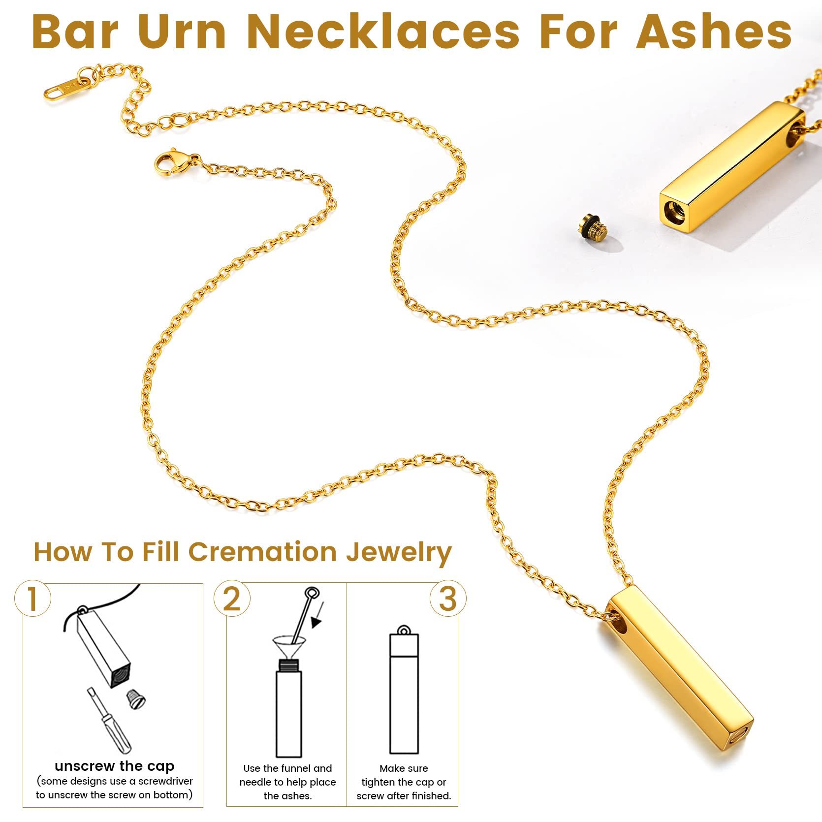 KeyStyle Urn Necklaces for Ashes Stainless Steel Pendant Necklaces for Women Memorial Jewelry for Ashes Holder Cube Keepsake Necklace