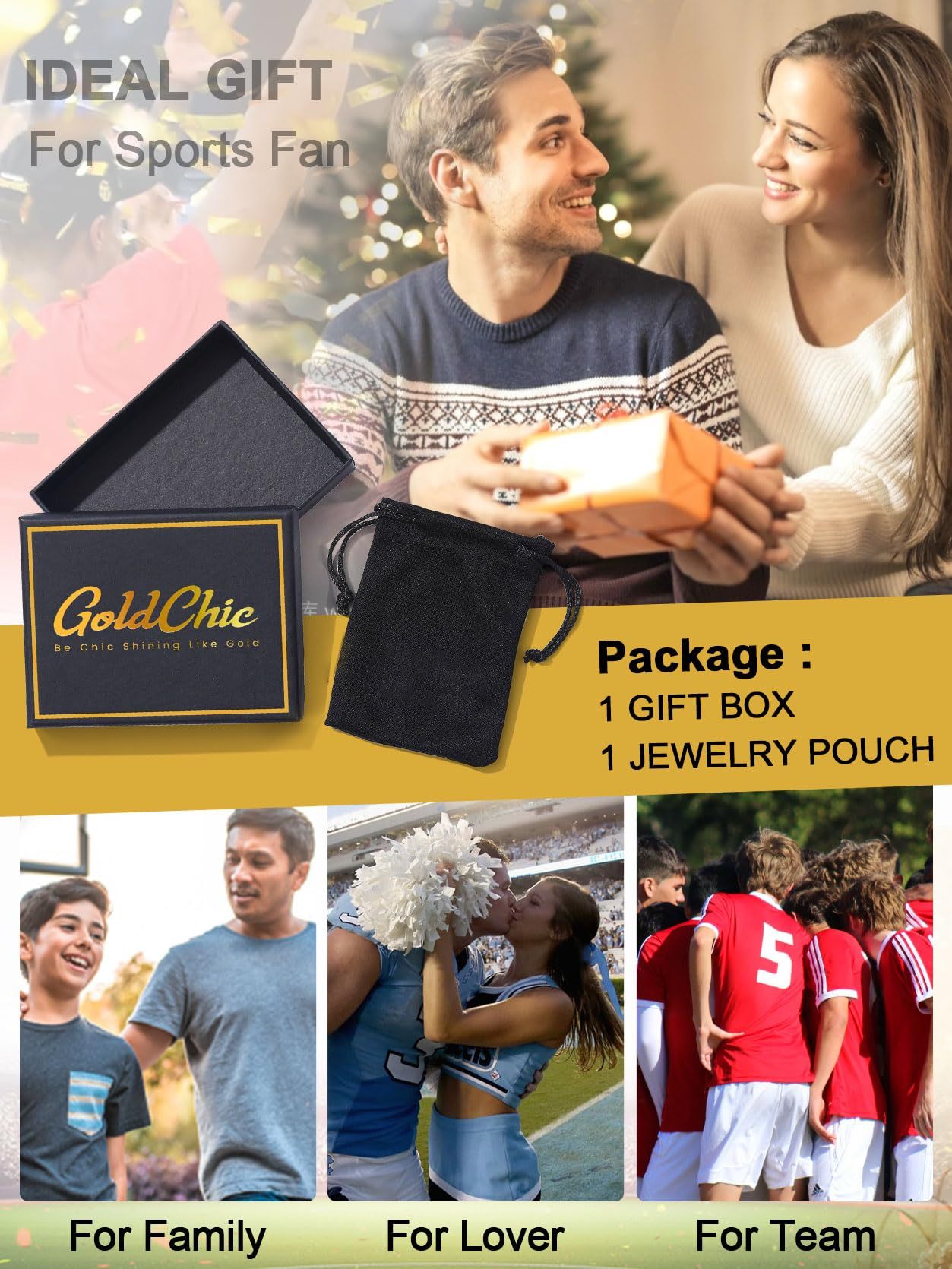 KeyStyle Football Pendant Necklaces for Men Stainless Steel Chain Necklaces for Athlete Sports Lover Necklace Valentine's Day Jewelry Gift for Husband