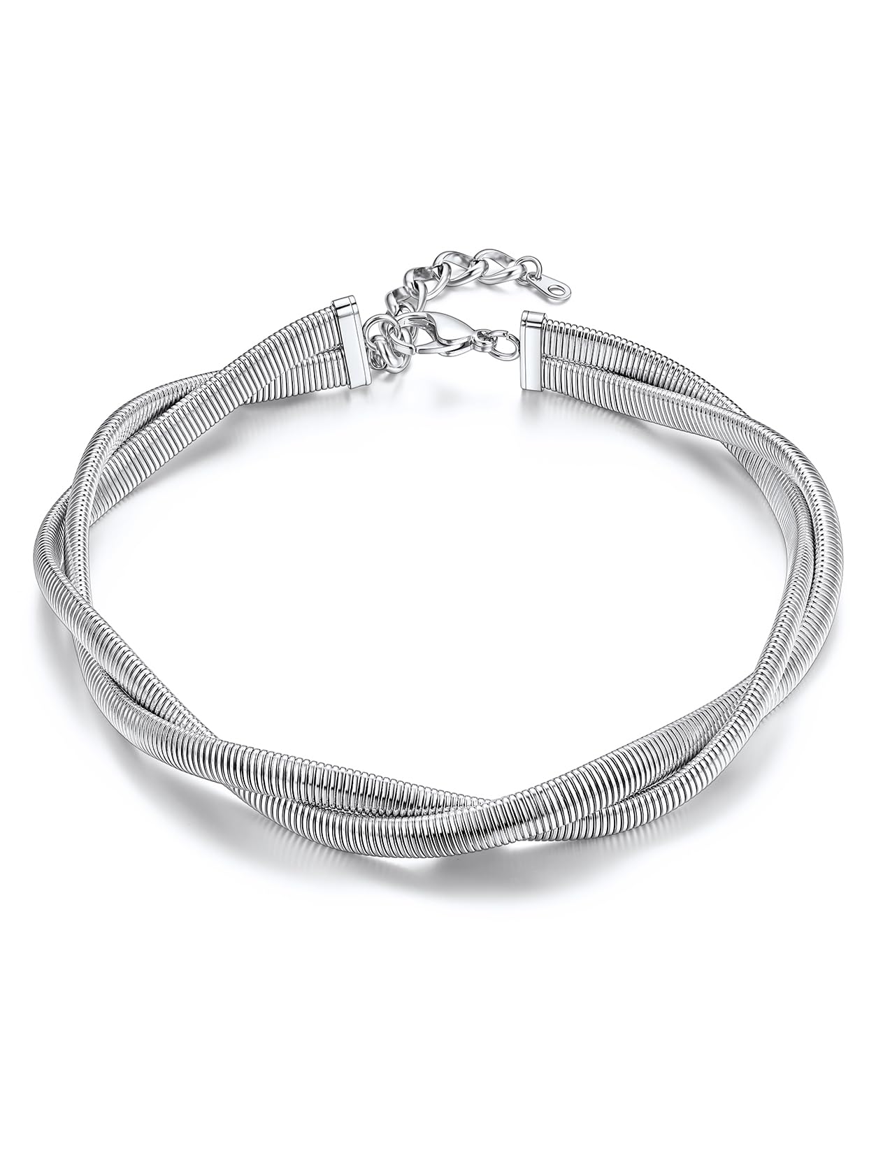 KeyStyle Choker Chain Necklace Stretch Snake Chunky Chain 14K Gold Plated Necklace for Womens Hip Pop Jewelry Anniversary Gifts for Wife