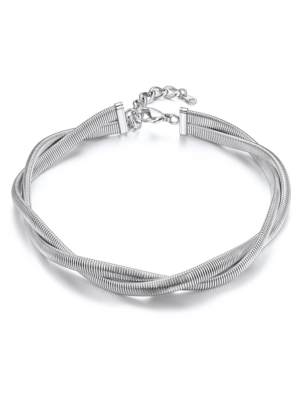 KeyStyle Choker Chain Necklace Stretch Snake Chunky Chain 14K Gold Plated Necklace for Womens Hip Pop Jewelry Anniversary Gifts for Wife