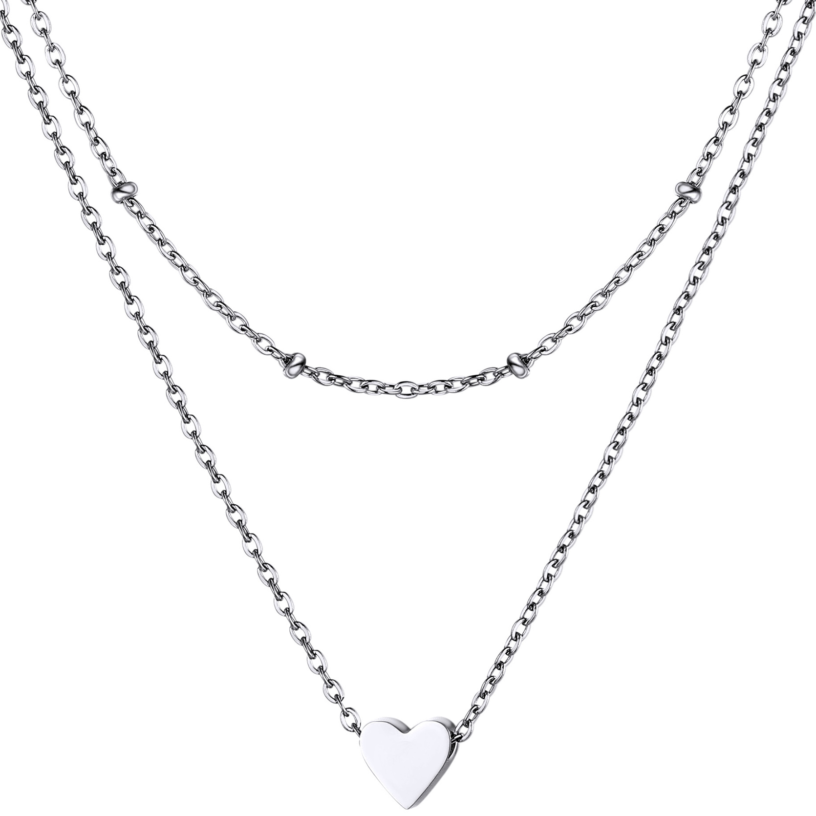 KeyStyle Layered Initial Pendant Necklace for Women Layered Paperclip Choker Chain Necklaces Set Alphabet Letter Necklaces with Cubic Zriconia Birthday Valentines Jewelry Gifts for Girlfriends Wife