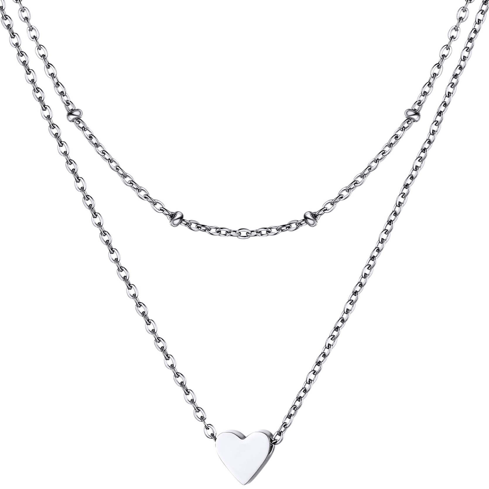 KeyStyle Layered Initial Pendant Necklace for Women Layered Paperclip Choker Chain Necklaces Set Alphabet Letter Necklaces with Cubic Zriconia Birthday Valentines Jewelry Gifts for Girlfriends Wife