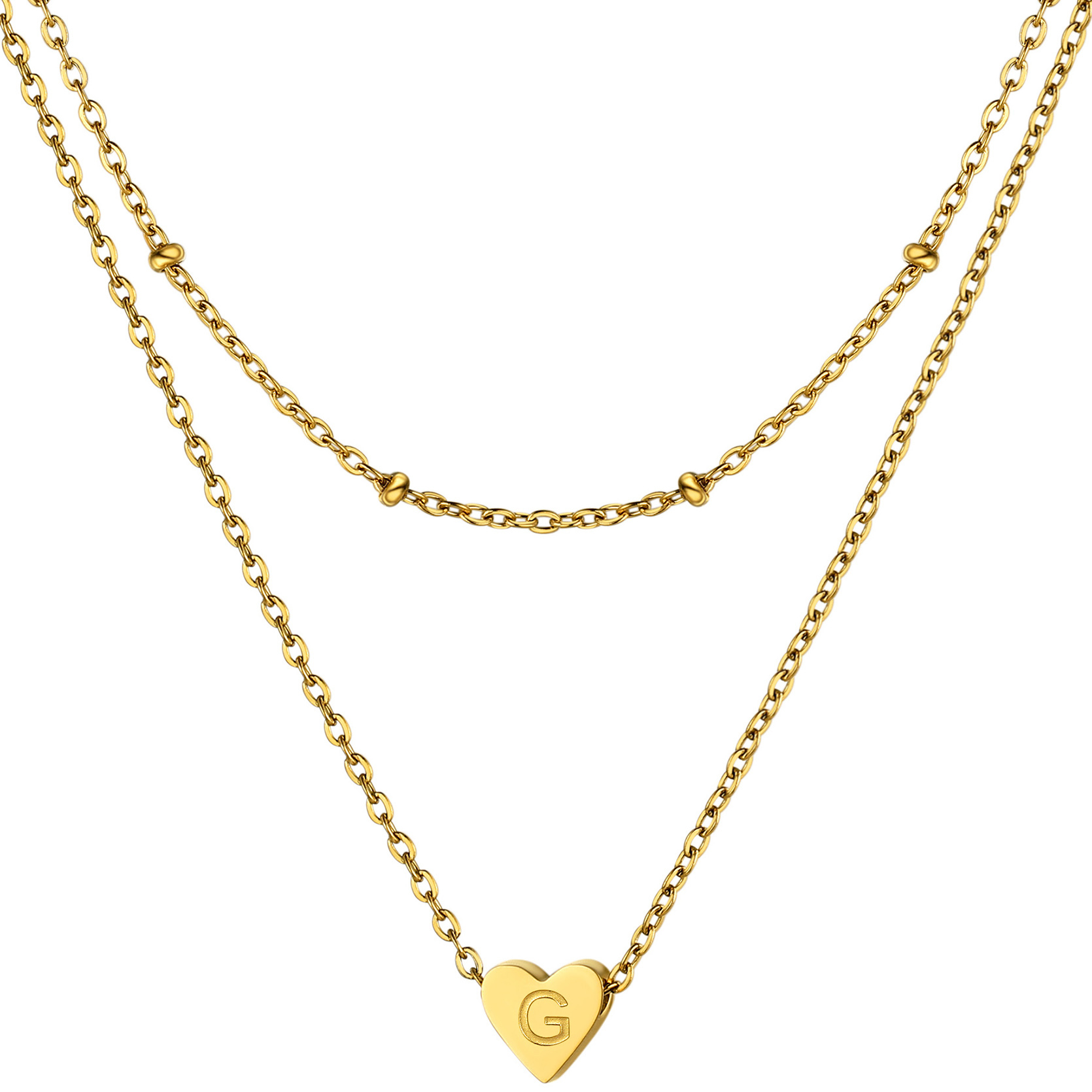 KeyStyle Layered Initial Pendant Necklace for Women Layered Paperclip Choker Chain Necklaces Set Alphabet Letter Necklaces with Cubic Zriconia Birthday Valentines Jewelry Gifts for Girlfriends Wife