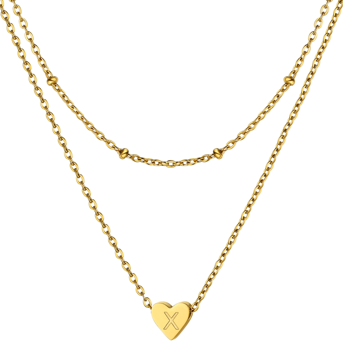 KeyStyle Layered Initial Pendant Necklace for Women Layered Paperclip Choker Chain Necklaces Set Alphabet Letter Necklaces with Cubic Zriconia Birthday Valentines Jewelry Gifts for Girlfriends Wife