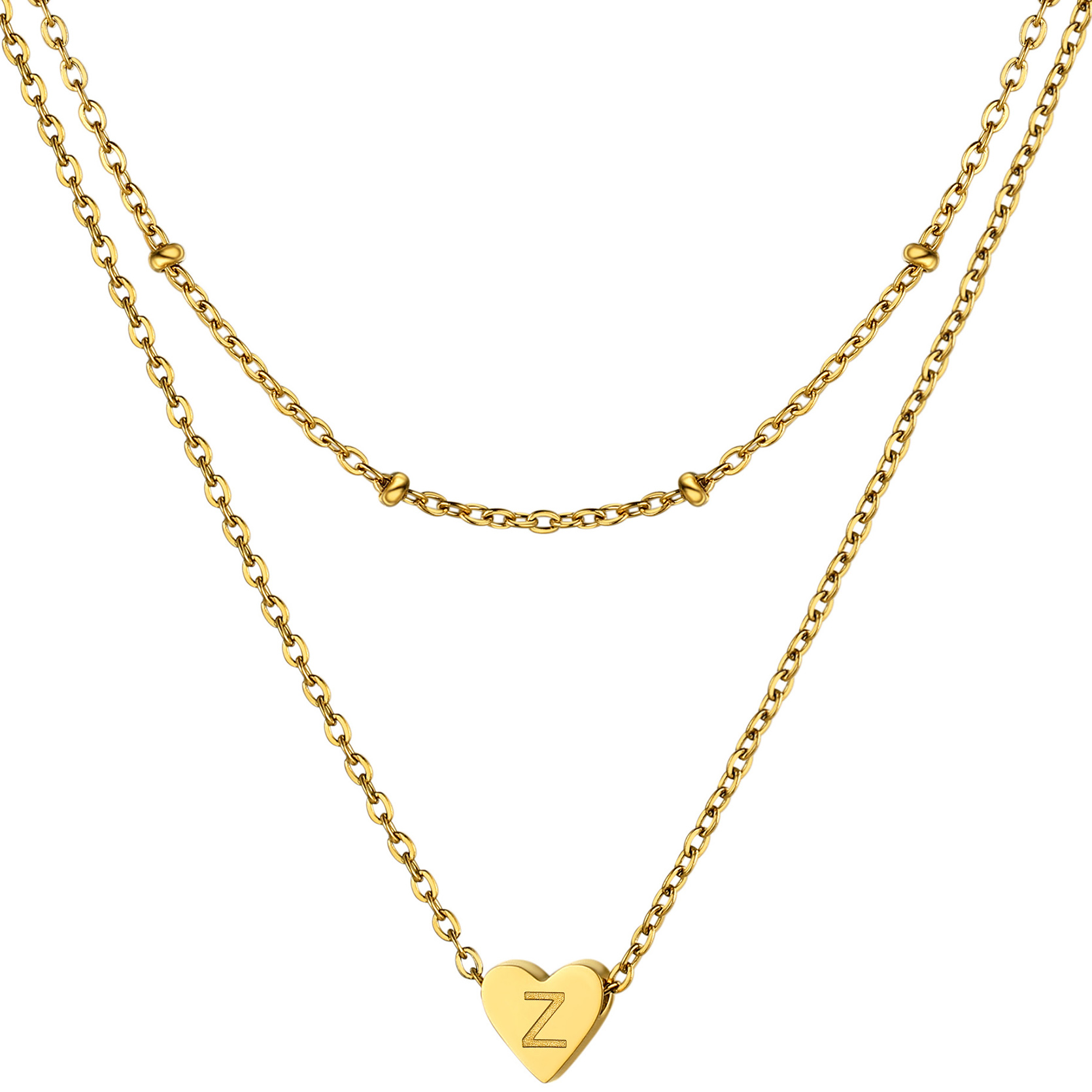 KeyStyle Layered Initial Pendant Necklace for Women Layered Paperclip Choker Chain Necklaces Set Alphabet Letter Necklaces with Cubic Zriconia Birthday Valentines Jewelry Gifts for Girlfriends Wife