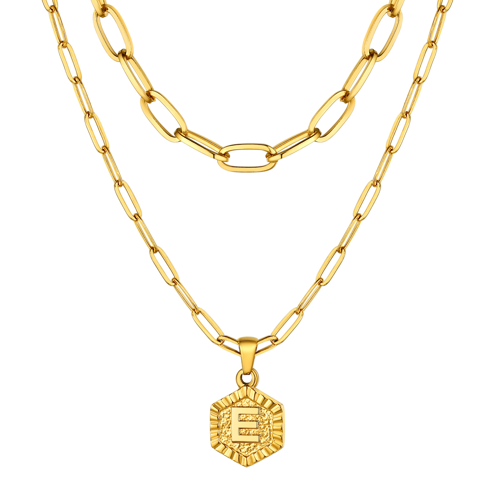 KeyStyle Layered Initial Pendant Necklace for Women Layered Paperclip Choker Chain Necklaces Set Alphabet Letter Necklaces with Cubic Zriconia Birthday Valentines Jewelry Gifts for Girlfriends Wife