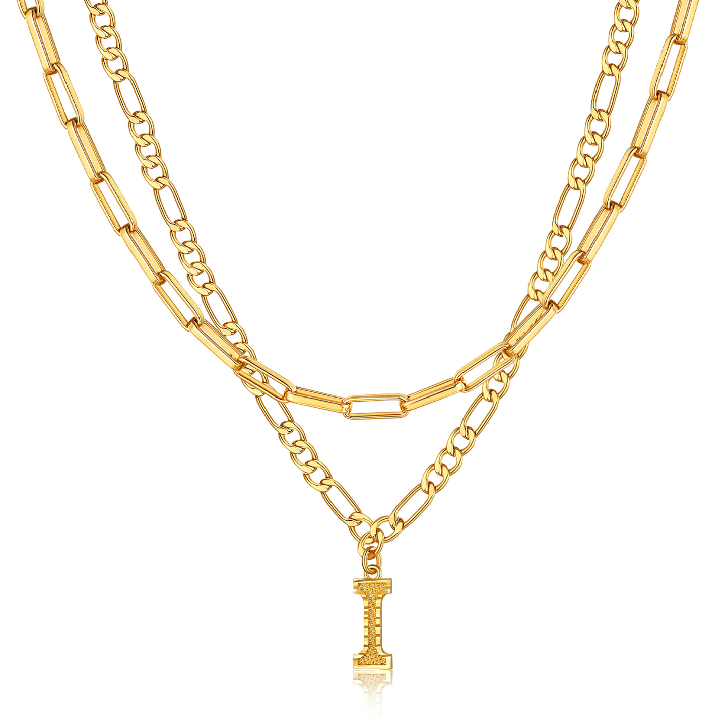 KeyStyle Layered Initial Pendant Necklace for Women Layered Paperclip Choker Chain Necklaces Set Alphabet Letter Necklaces with Cubic Zriconia Birthday Valentines Jewelry Gifts for Girlfriends Wife