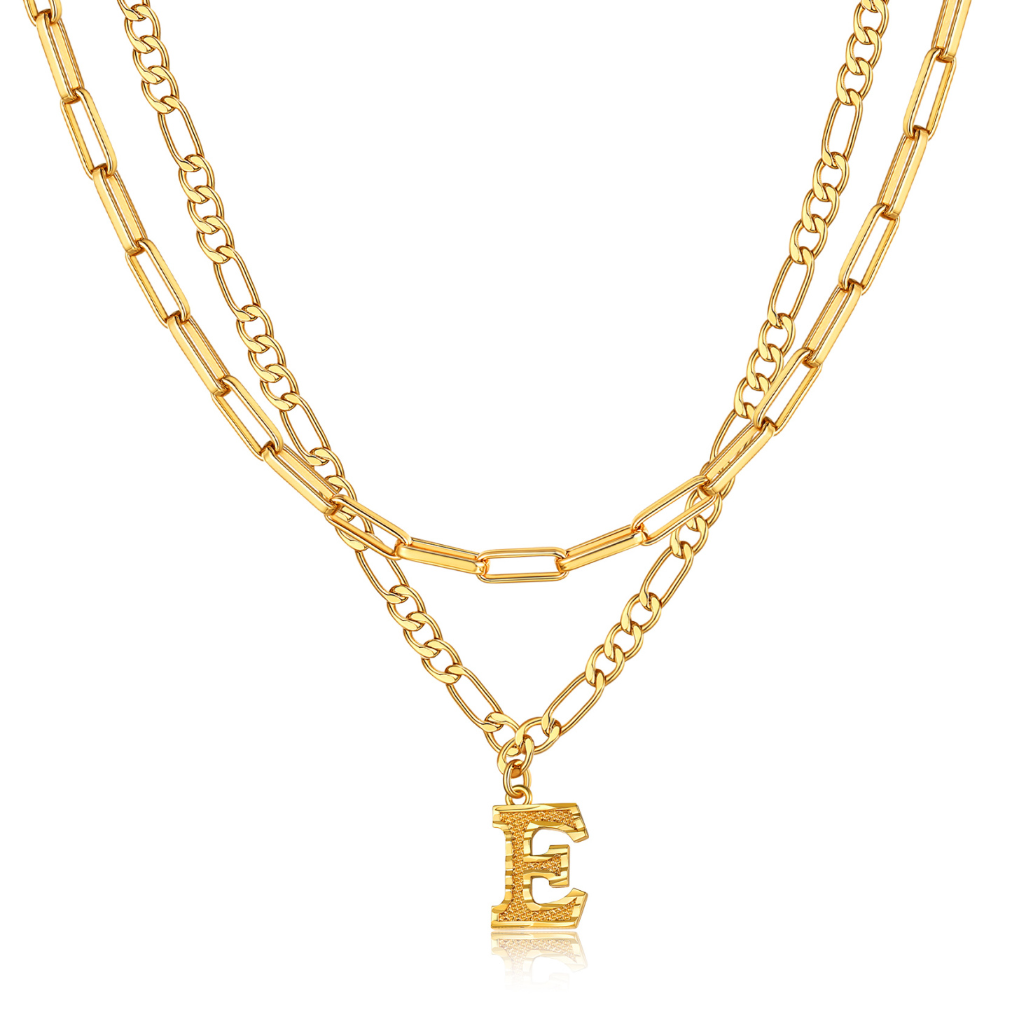 KeyStyle Layered Initial Pendant Necklace for Women Layered Paperclip Choker Chain Necklaces Set Alphabet Letter Necklaces with Cubic Zriconia Birthday Valentines Jewelry Gifts for Girlfriends Wife