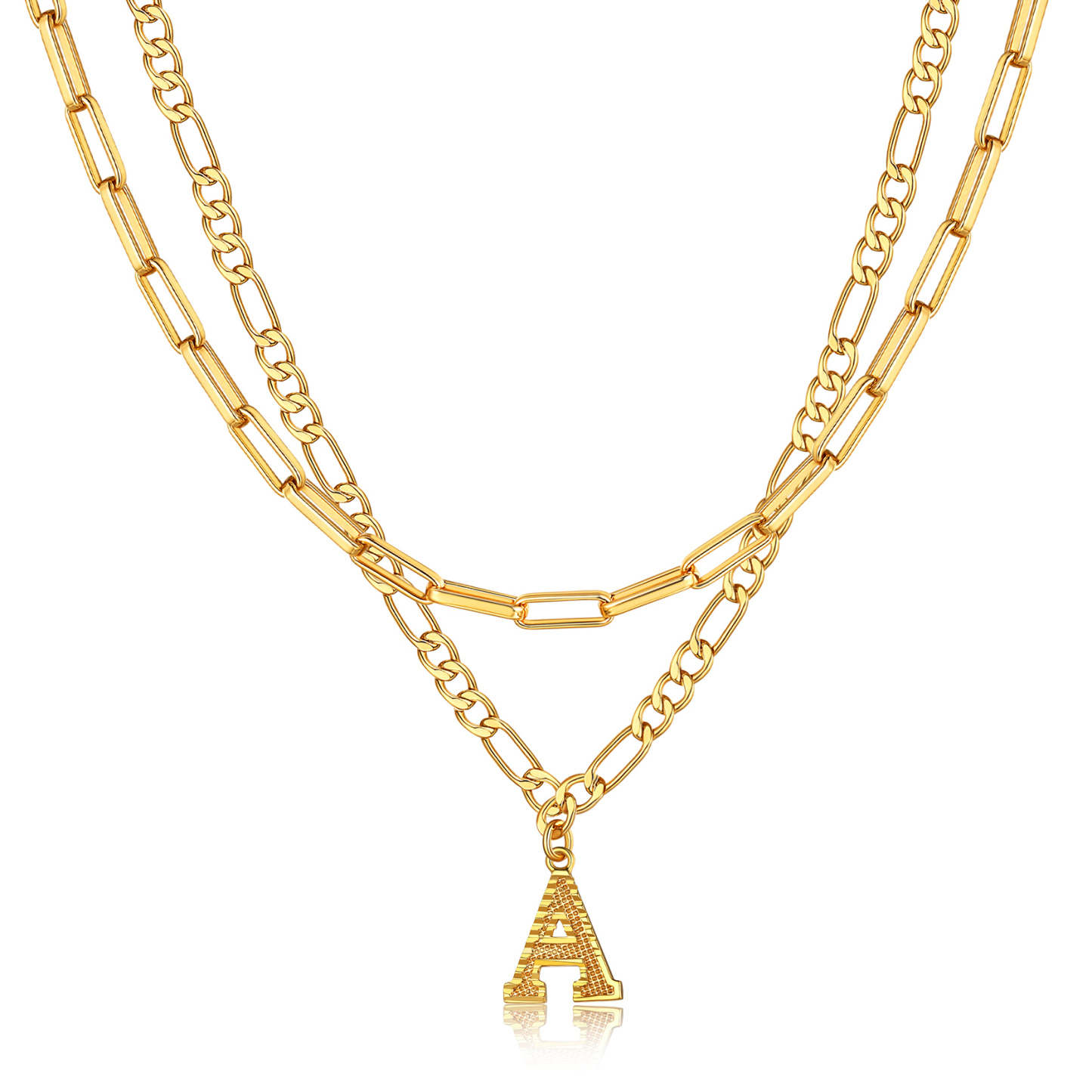 KeyStyle Layered Initial Pendant Necklace for Women Layered Paperclip Choker Chain Necklaces Set Alphabet Letter Necklaces with Cubic Zriconia Birthday Valentines Jewelry Gifts for Girlfriends Wife