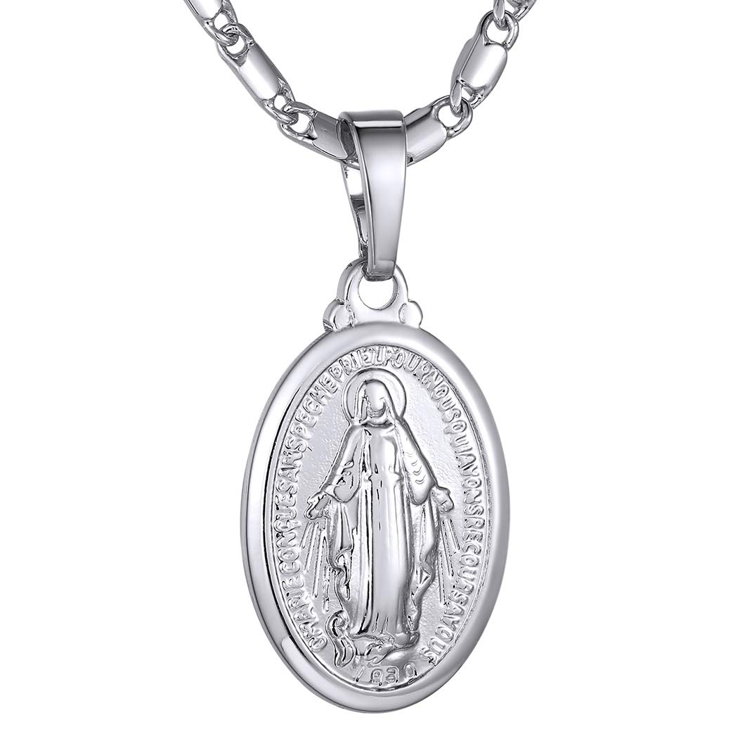 KeyStyle Virgin Mary Necklace for Women Catholic Christian Necklaces Lady of Guadalupe Miraculous Medal Pendant Necklace Religious Gifts Birthday Christmas Jewelry