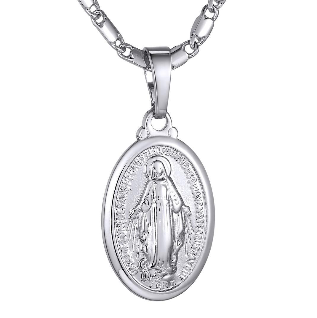 KeyStyle Virgin Mary Necklace for Women Catholic Christian Necklaces Lady of Guadalupe Miraculous Medal Pendant Necklace Religious Gifts Birthday Christmas Jewelry