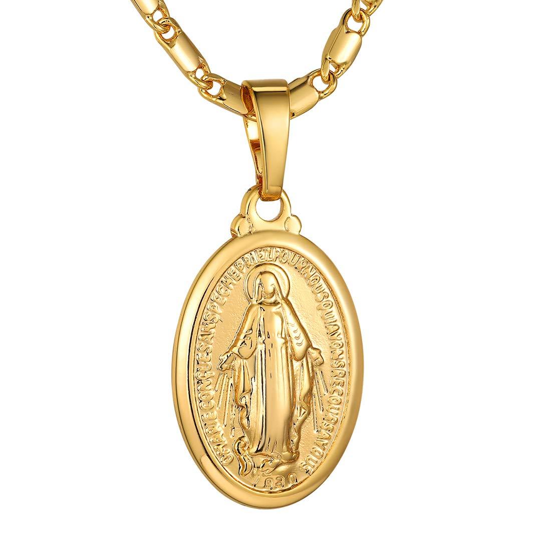 KeyStyle Virgin Mary Necklace for Women Catholic Christian Necklaces Lady of Guadalupe Miraculous Medal Pendant Necklace Religious Gifts Birthday Christmas Jewelry