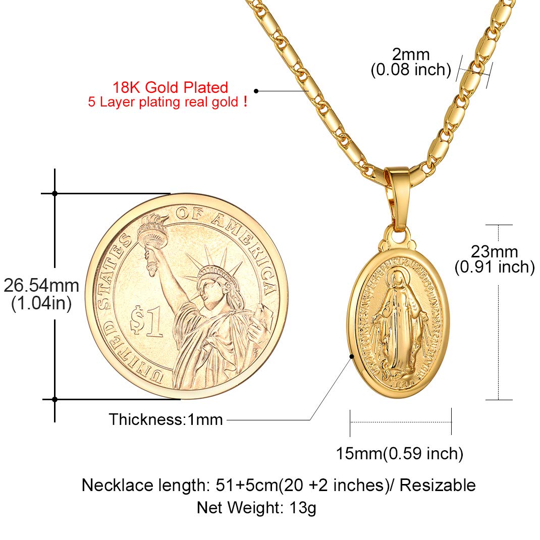 KeyStyle Virgin Mary Necklace for Women Catholic Christian Necklaces Lady of Guadalupe Miraculous Medal Pendant Necklace Religious Gifts Birthday Christmas Jewelry