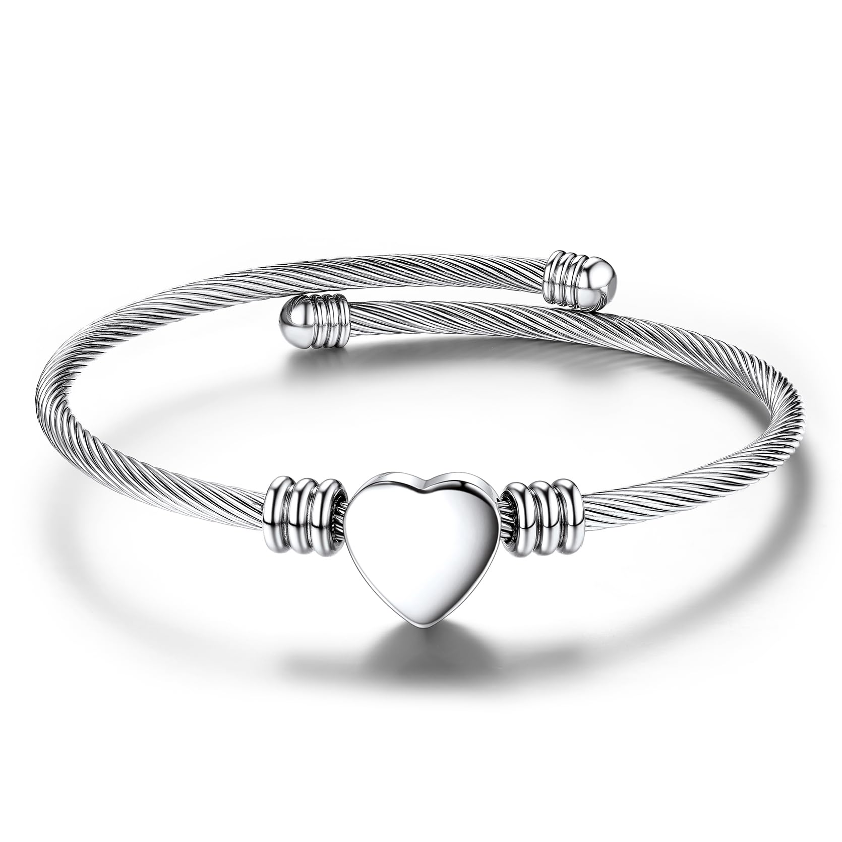 KeyStyle Heart Bracelets Bangle Bracelet for Women, Adjustable Bracele