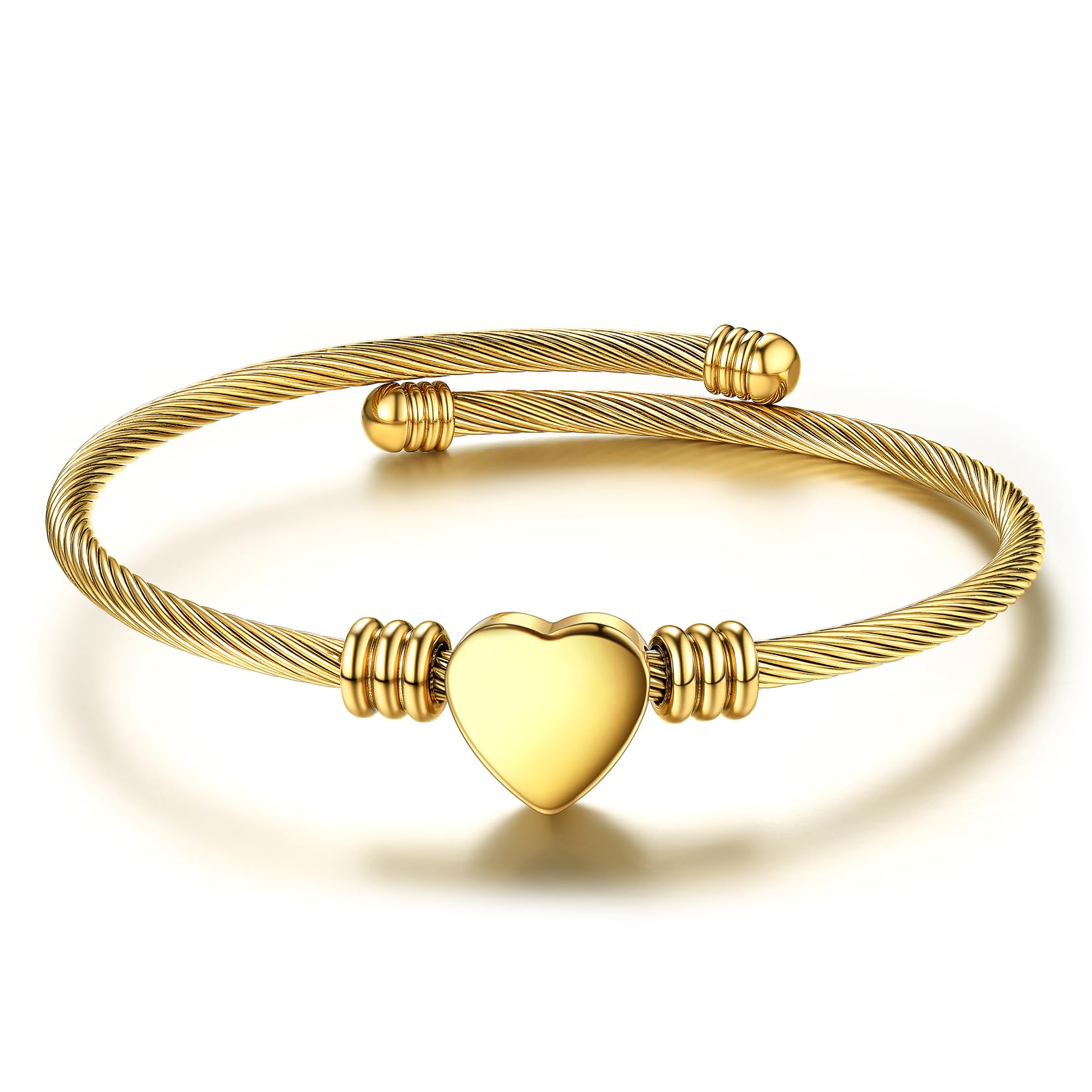 KeyStyle Heart Bracelets Bangle Bracelet for Women, Adjustable Bracele