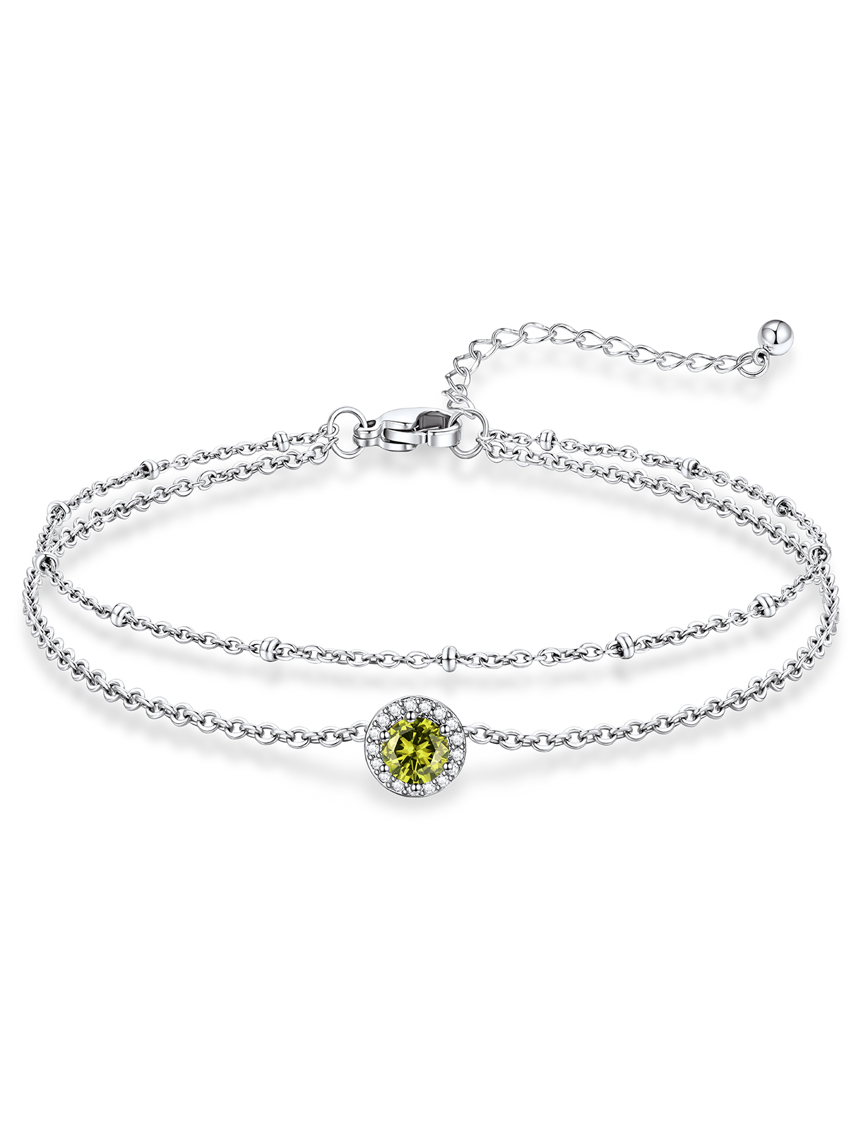 KeyStyle Heart Birthstone Anklets for Women Stainless Steel Adjustable Anklets Bracelets for Summer Beach Pool Parties