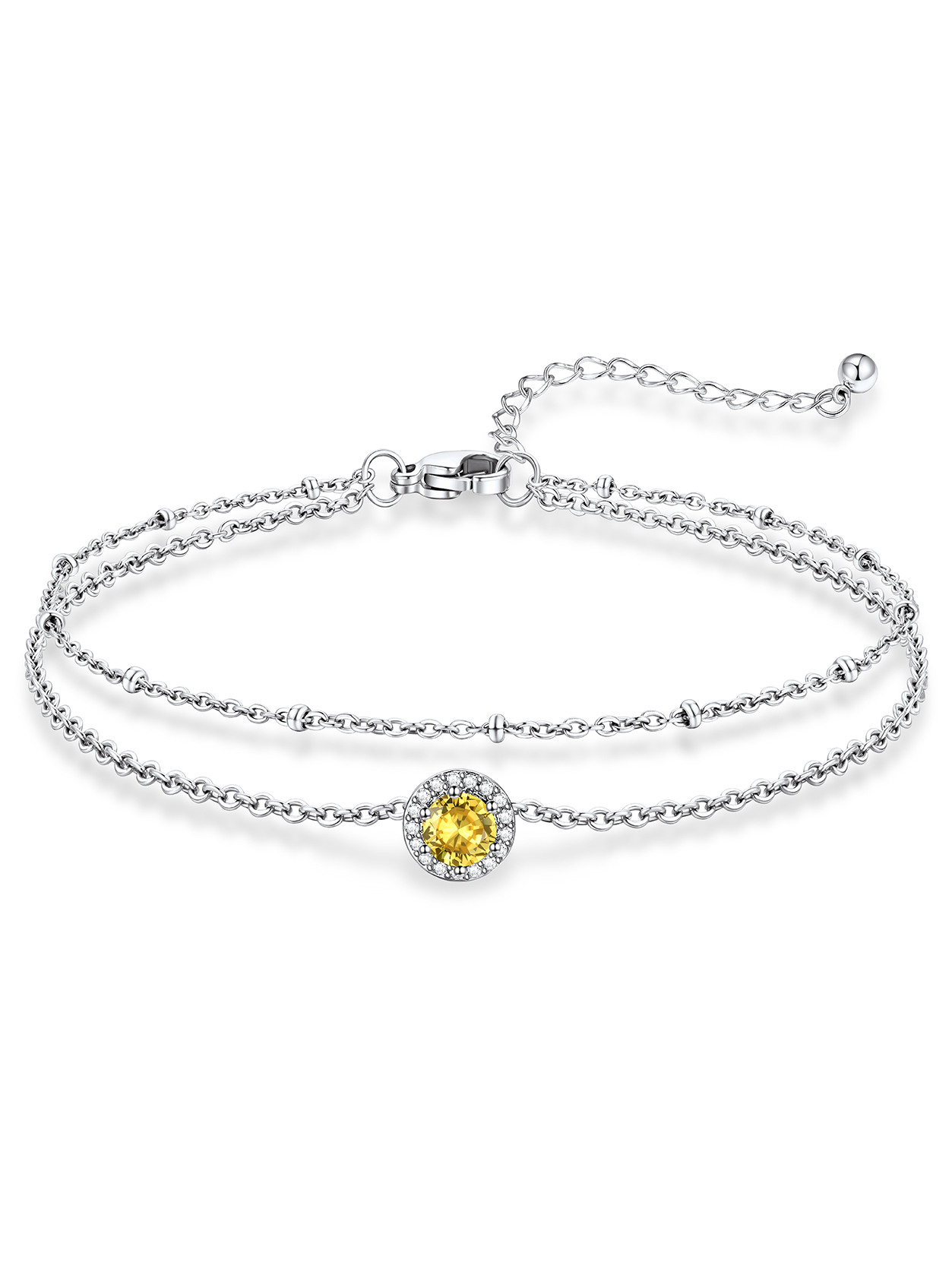 KeyStyle Heart Birthstone Anklets for Women Stainless Steel Adjustable Anklets Bracelets for Summer Beach Pool Parties