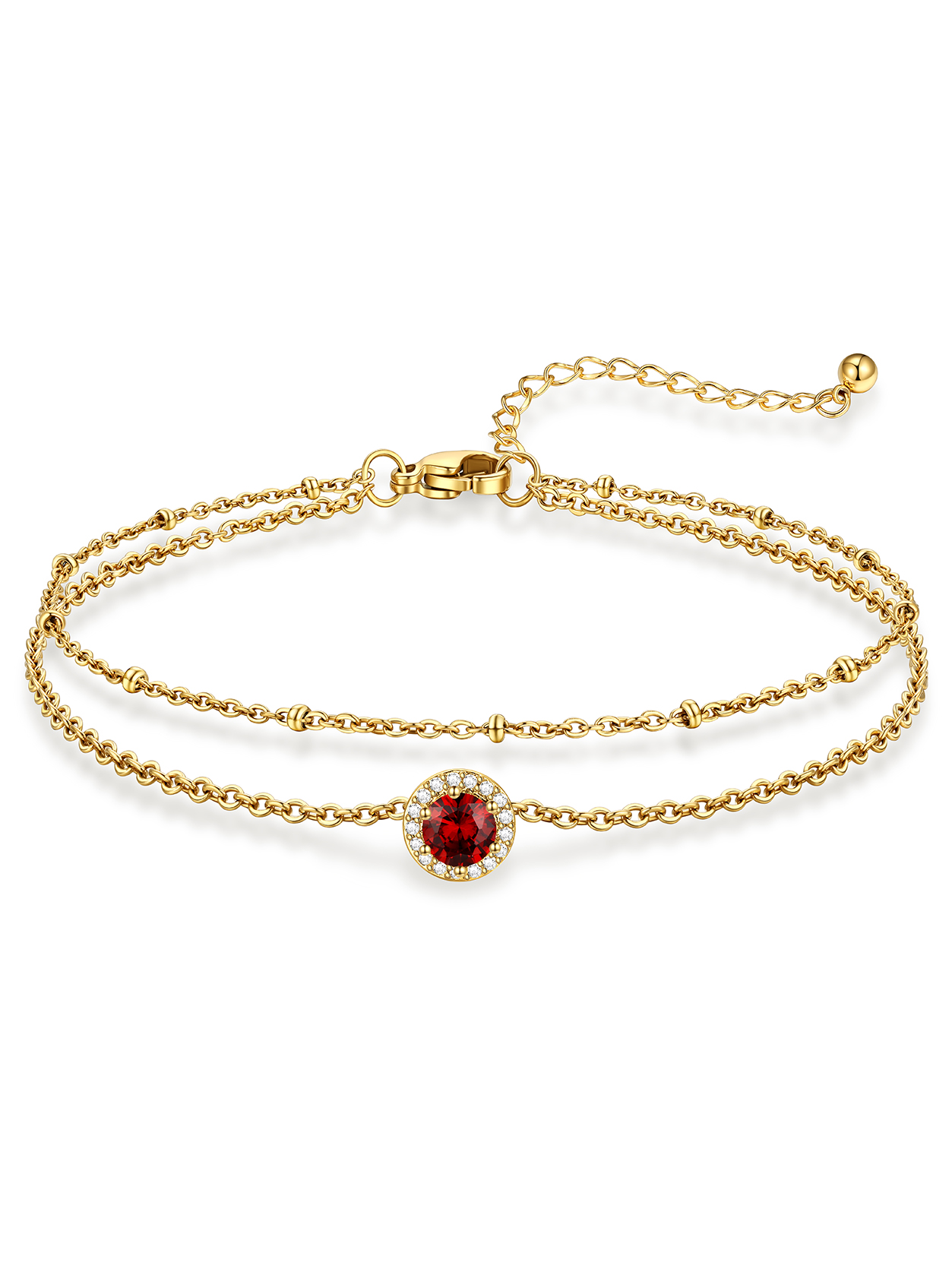 KeyStyle Heart Birthstone Anklets for Women Stainless Steel Adjustable Anklets Bracelets for Summer Beach Pool Parties