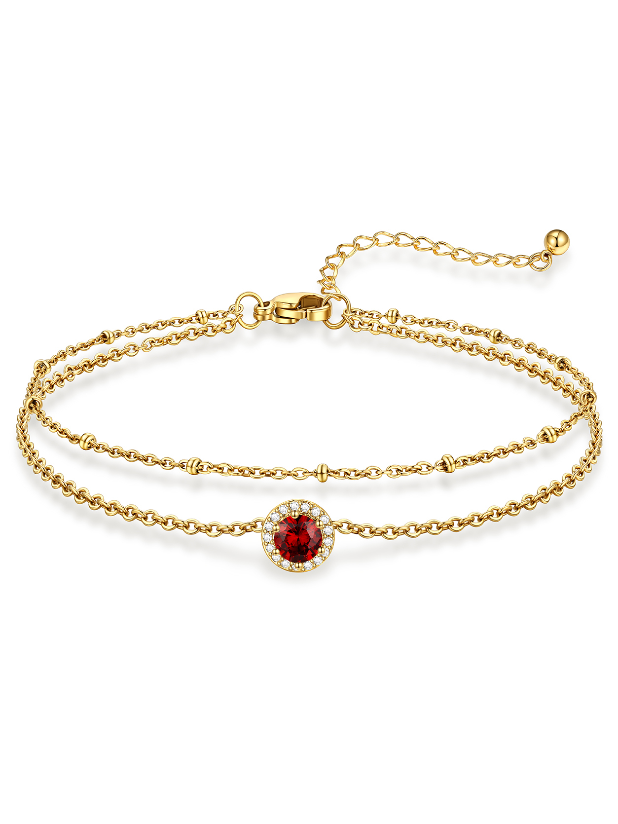 KeyStyle Heart Birthstone Anklets for Women Stainless Steel Adjustable Anklets Bracelets for Summer Beach Pool Parties