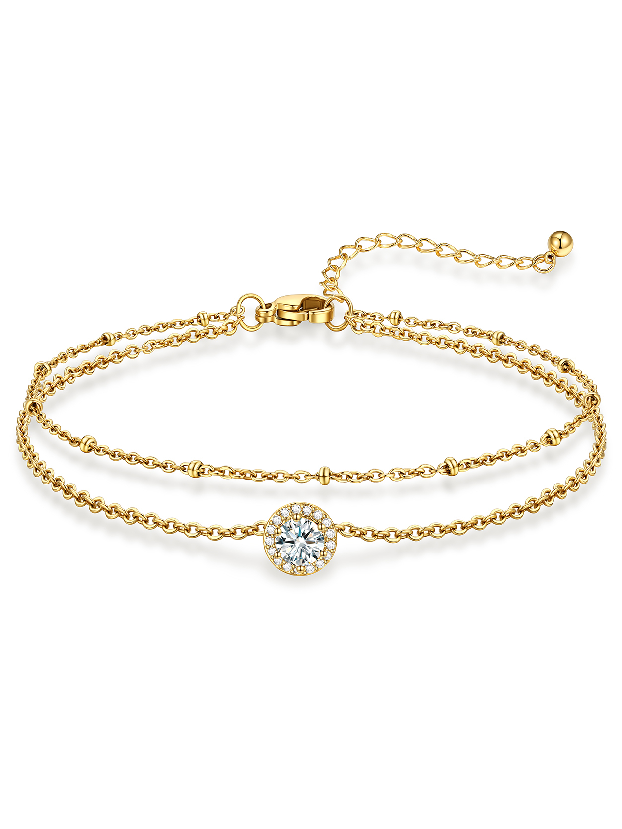 KeyStyle Heart Birthstone Anklets for Women Stainless Steel Adjustable Anklets Bracelets for Summer Beach Pool Parties