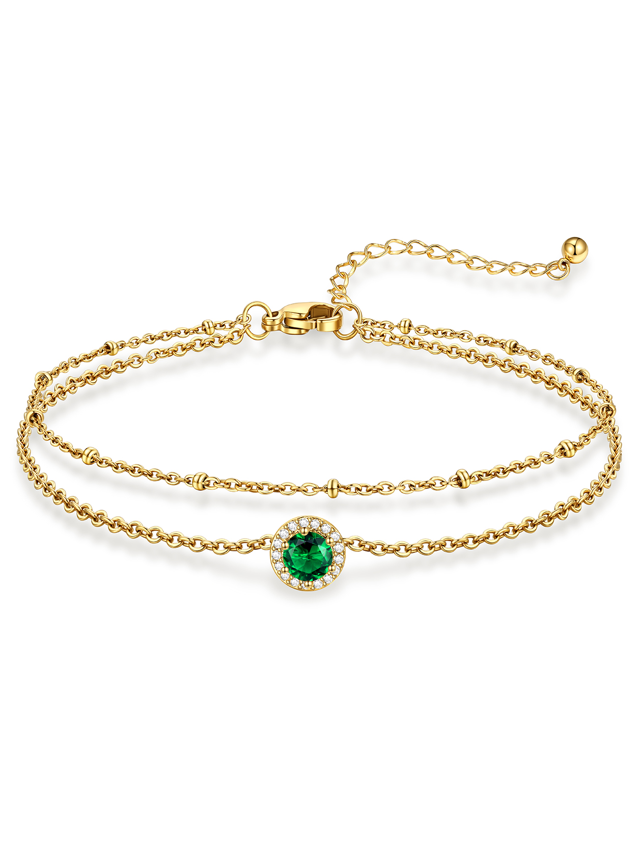 KeyStyle Heart Birthstone Anklets for Women Stainless Steel Adjustable Anklets Bracelets for Summer Beach Pool Parties