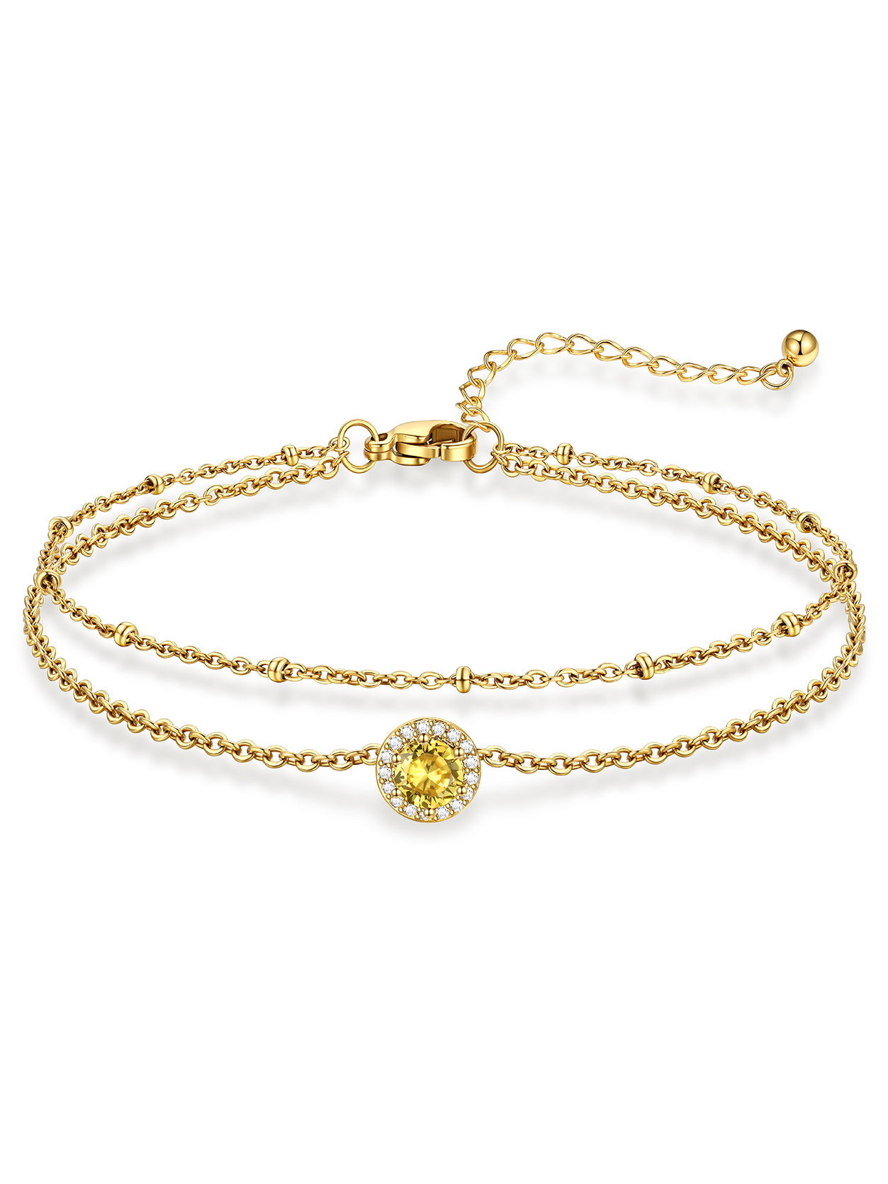 KeyStyle Heart Birthstone Anklets for Women Stainless Steel Adjustable Anklets Bracelets for Summer Beach Pool Parties