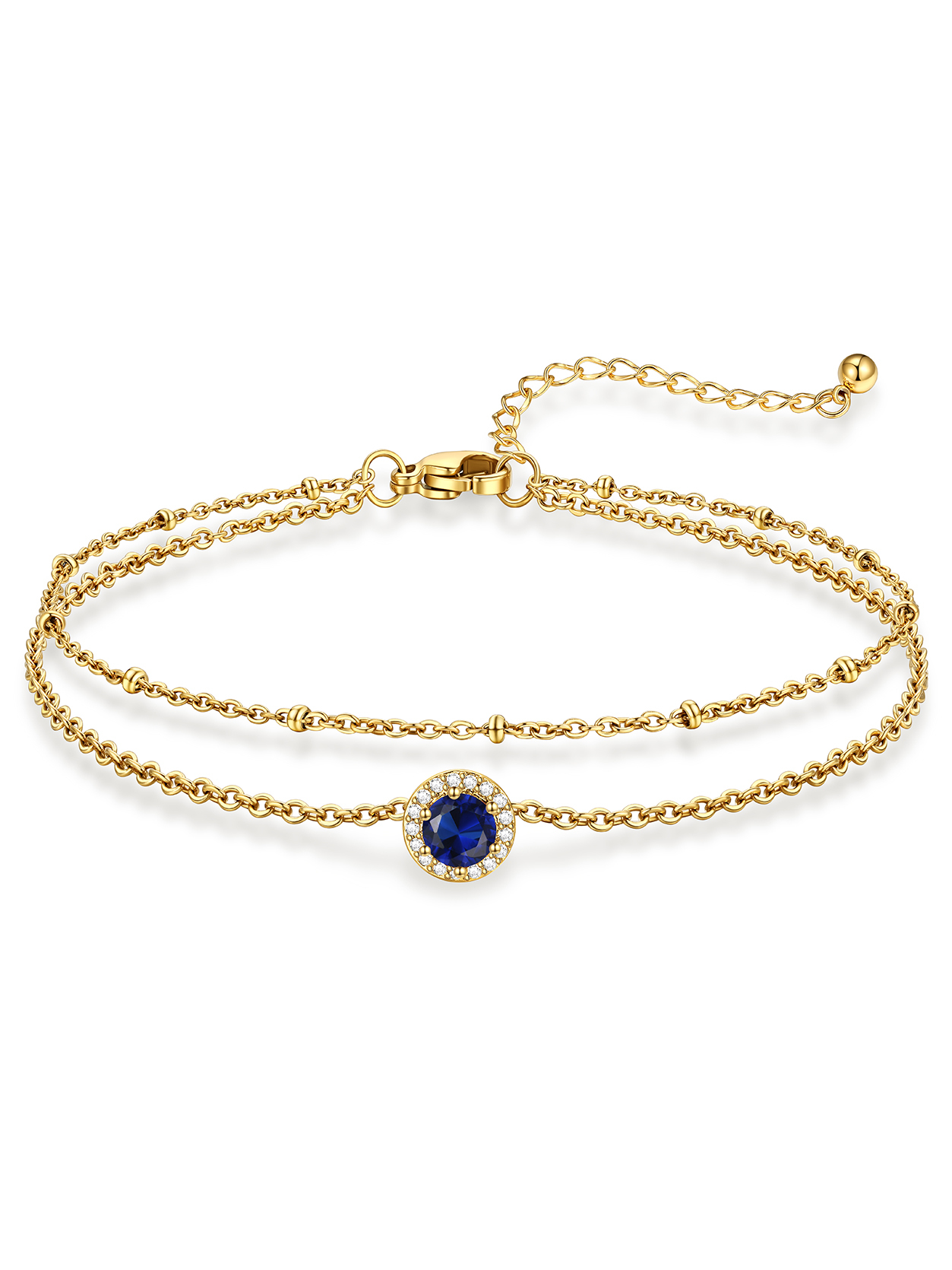 KeyStyle Heart Birthstone Anklets for Women Stainless Steel Adjustable Anklets Bracelets for Summer Beach Pool Parties