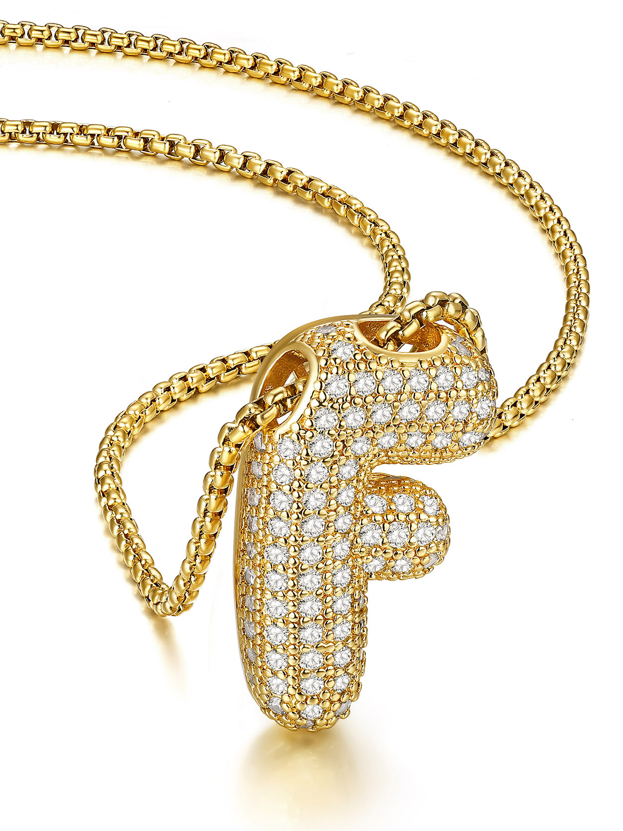 KeyStyle Initial Necklace for Women Shiny Gold Bubble Letter Necklace Alphabet Adjustable Personalized Jewelry Birthday Gift for Women