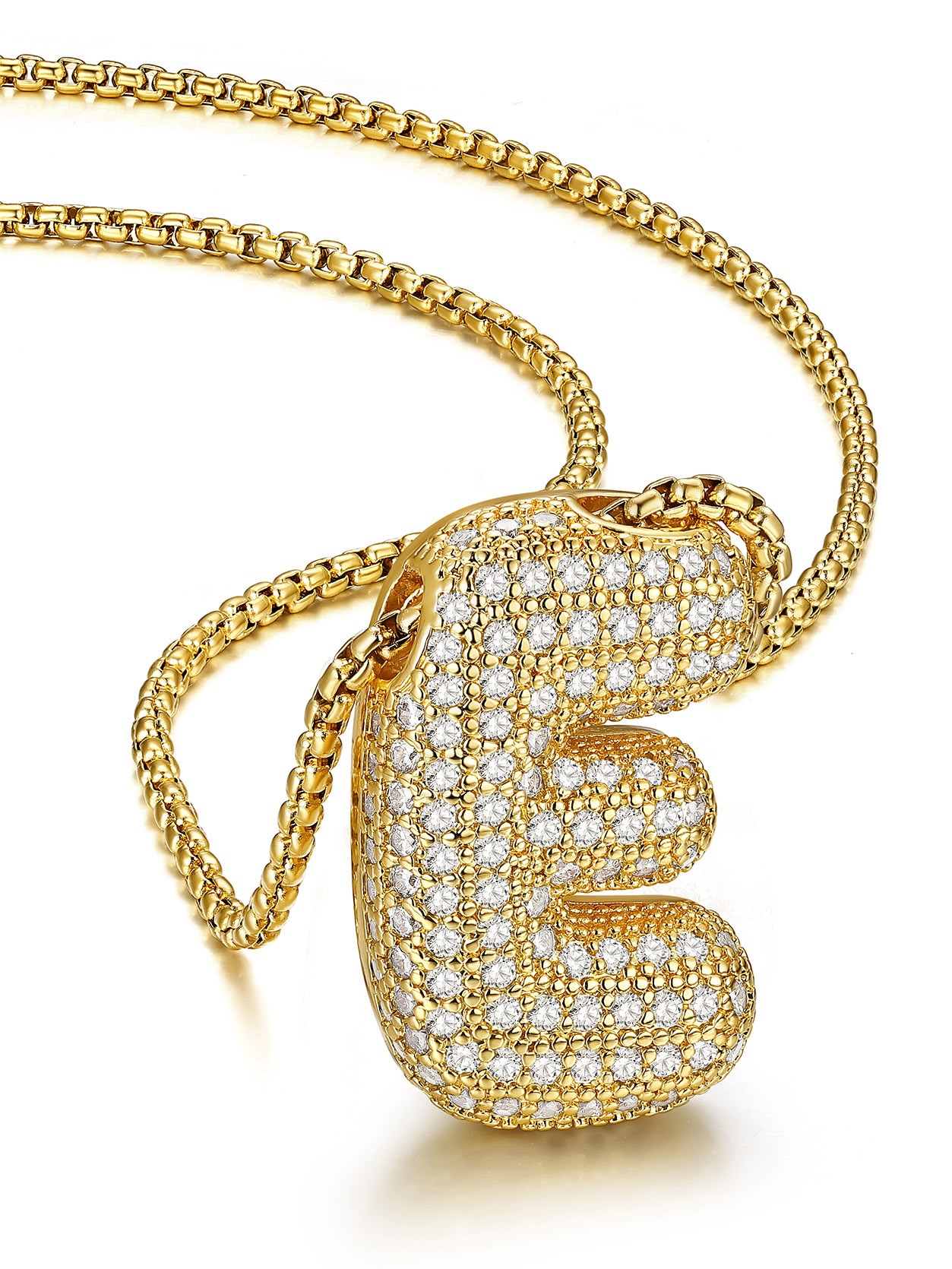 KeyStyle Initial Necklace for Women Shiny Gold Bubble Letter Necklace Alphabet Adjustable Personalized Jewelry Birthday Gift for Women