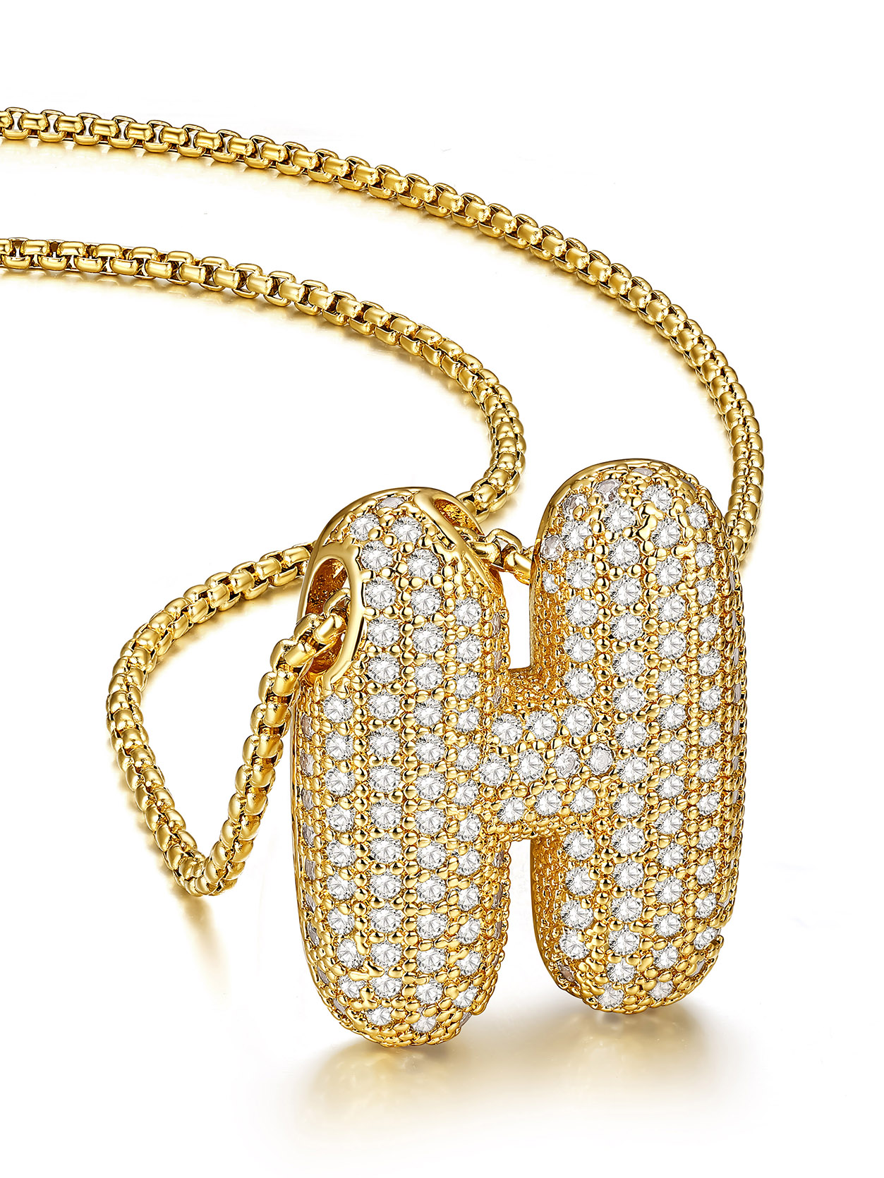 KeyStyle Initial Necklace for Women Shiny Gold Bubble Letter Necklace Alphabet Adjustable Personalized Jewelry Birthday Gift for Women