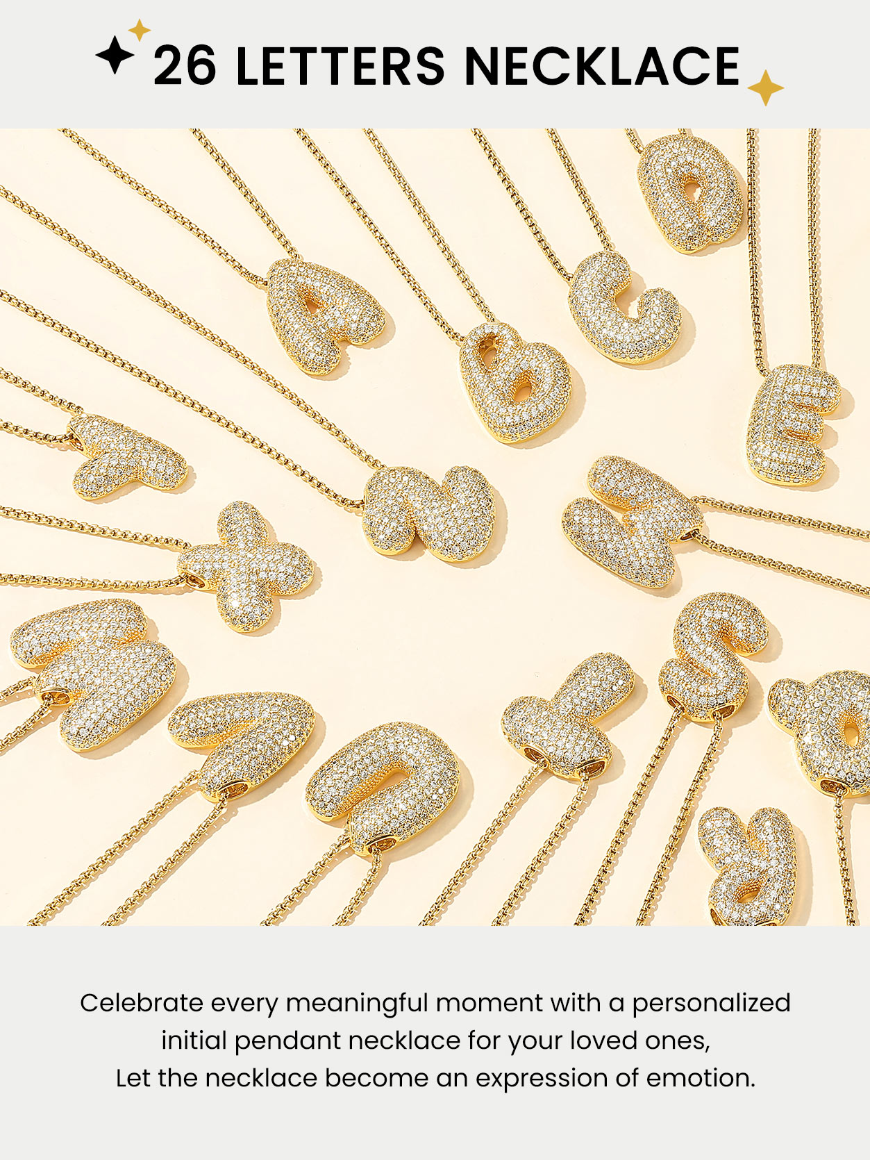 KeyStyle Initial Necklace for Women Shiny Gold Bubble Letter Necklace Alphabet Adjustable Personalized Jewelry Birthday Gift for Women