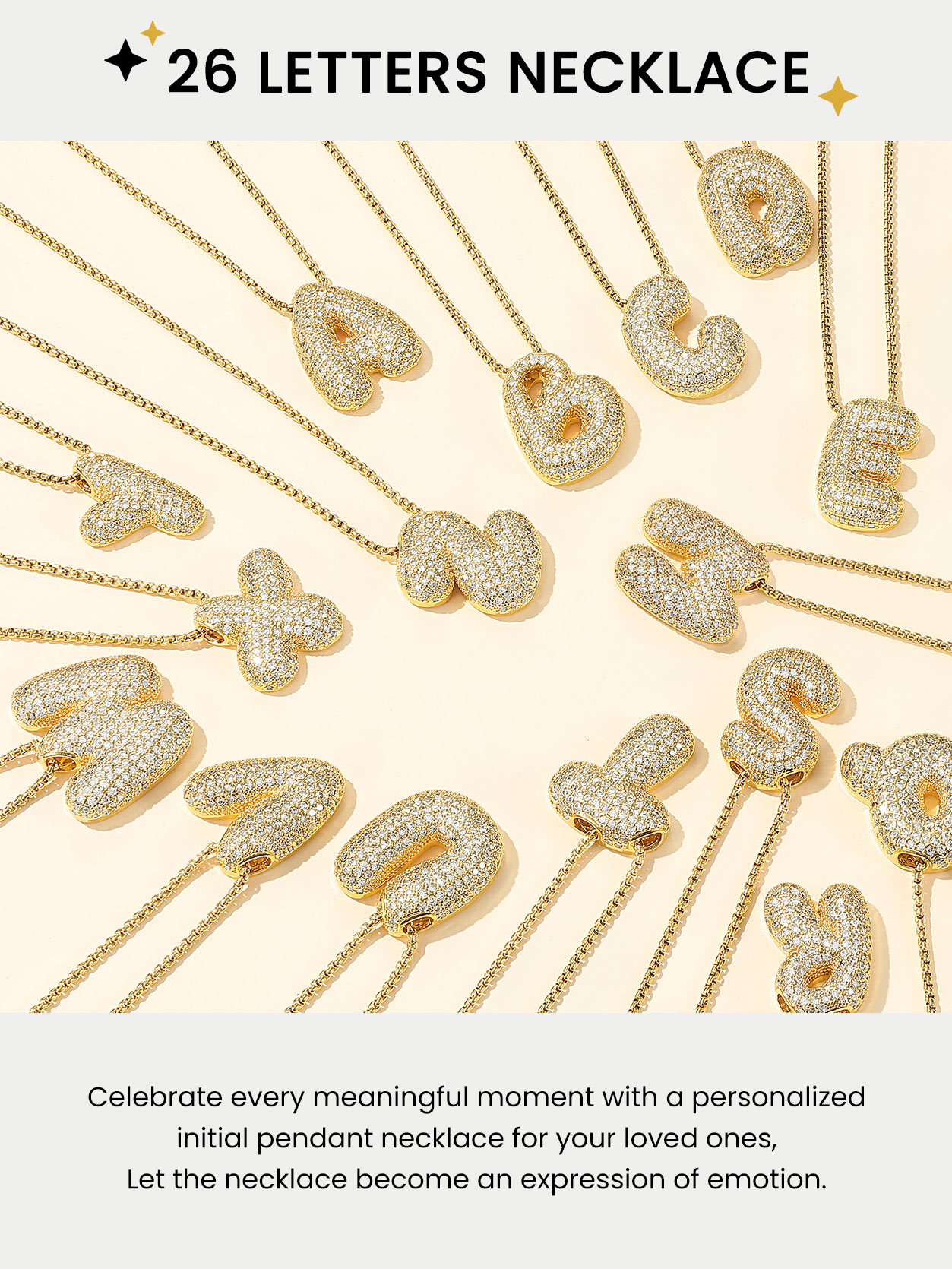 KeyStyle Initial Necklace for Women Shiny Gold Bubble Letter Necklace Alphabet Adjustable Personalized Jewelry Birthday Gift for Women