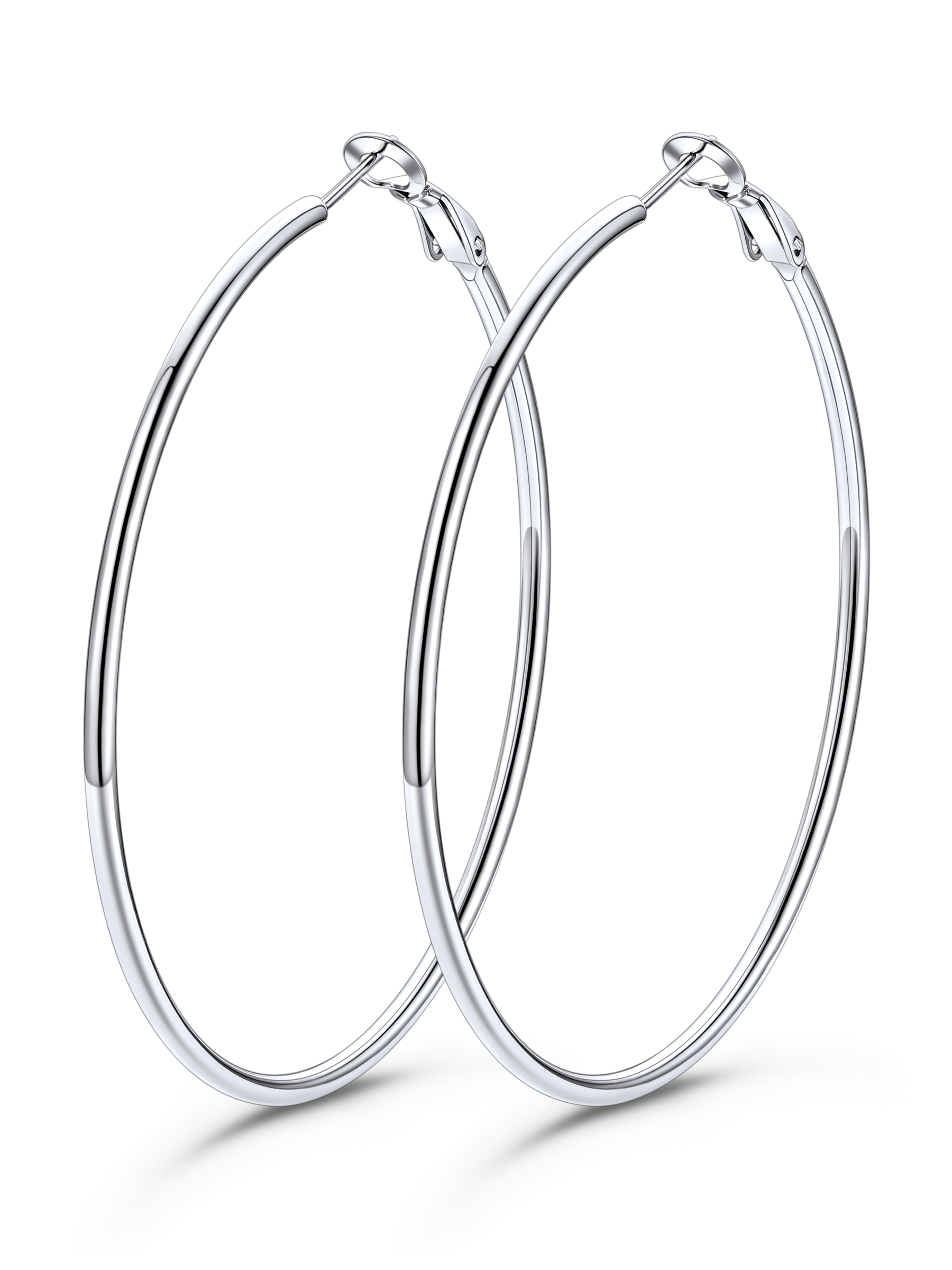 KeyStyle 70mm Hoop Earrings Large Stainless Steel Big Hoop Earrings for Women Lightweight Earrings Jewelry Everyday Gift for Women